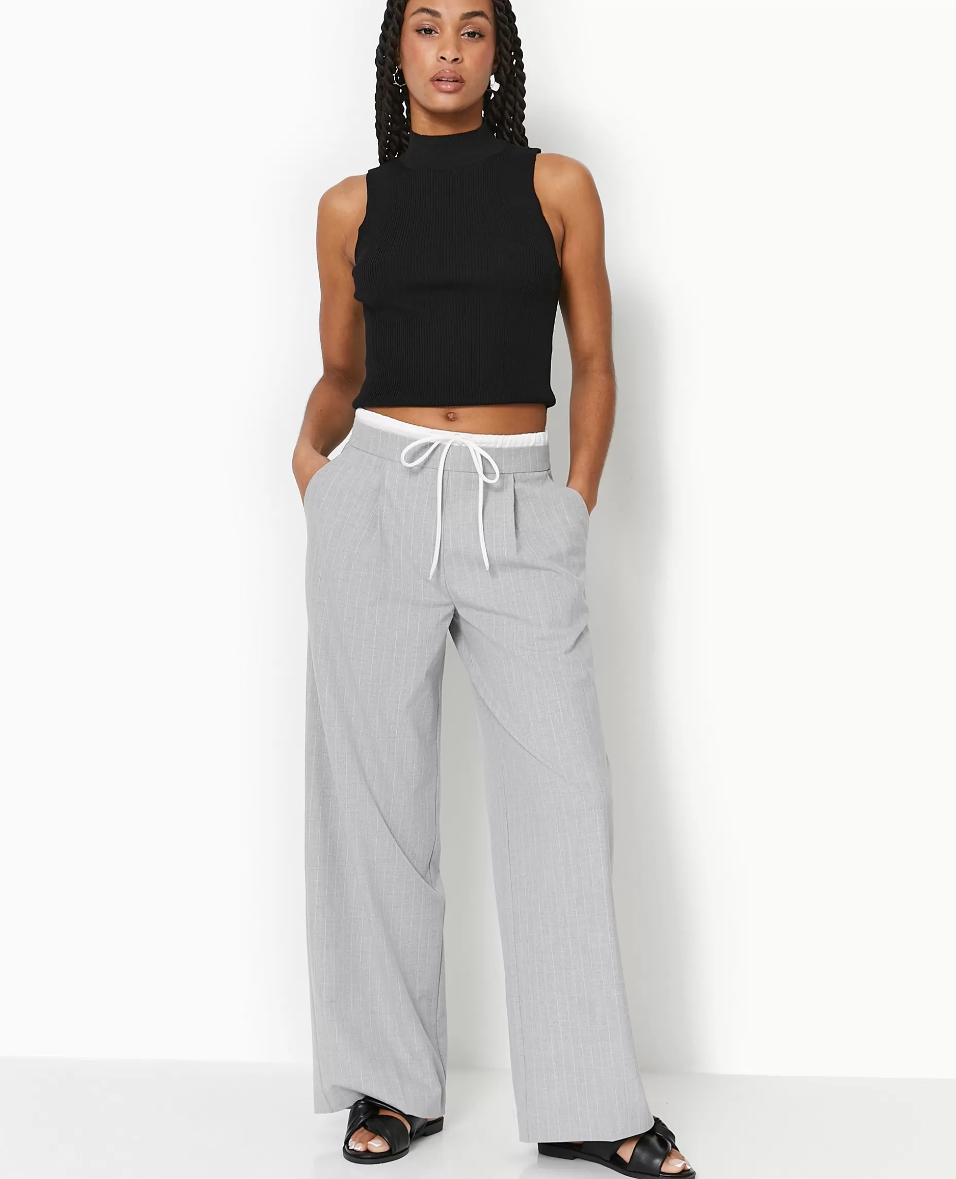 Outlet Pimkie Pantalon Large Avec Effet De Superposition - gris clair