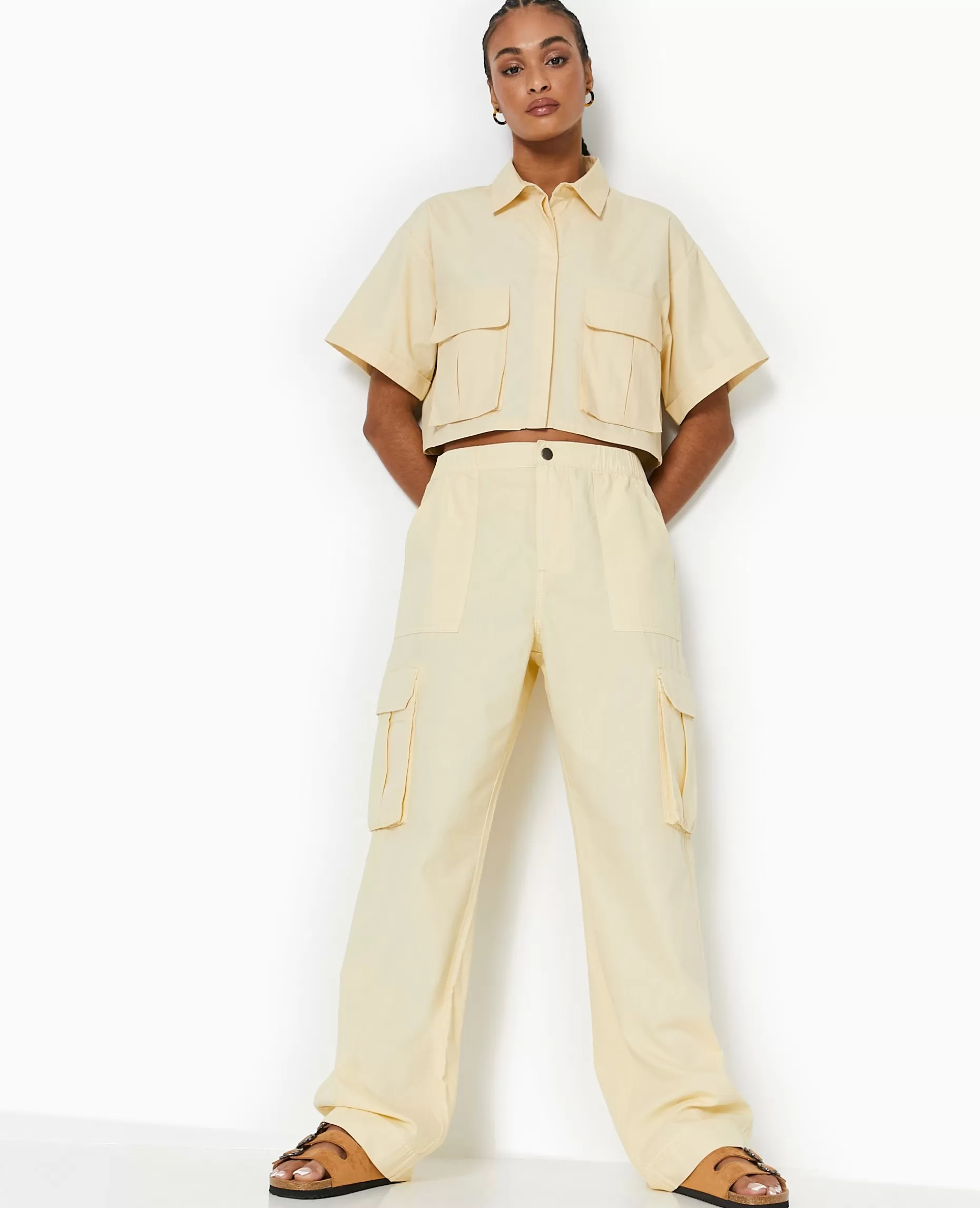 Clearance Pimkie Pantalon Large Cargo - beige