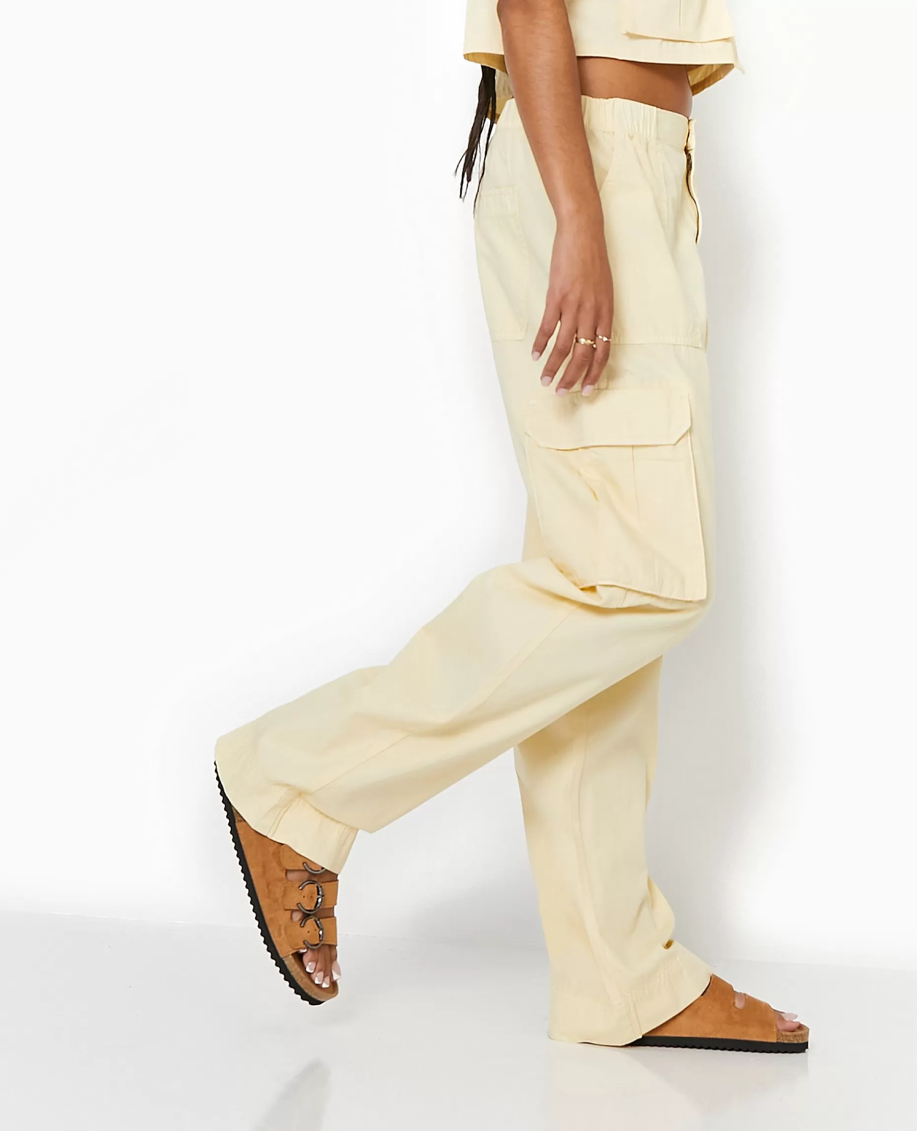 Clearance Pimkie Pantalon Large Cargo - beige