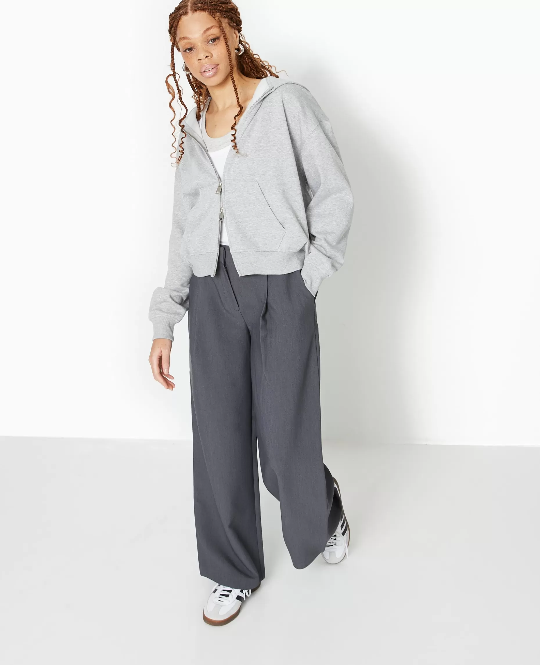 Store Pimkie Pantalon Large Et Droit Avec Pinces - gris