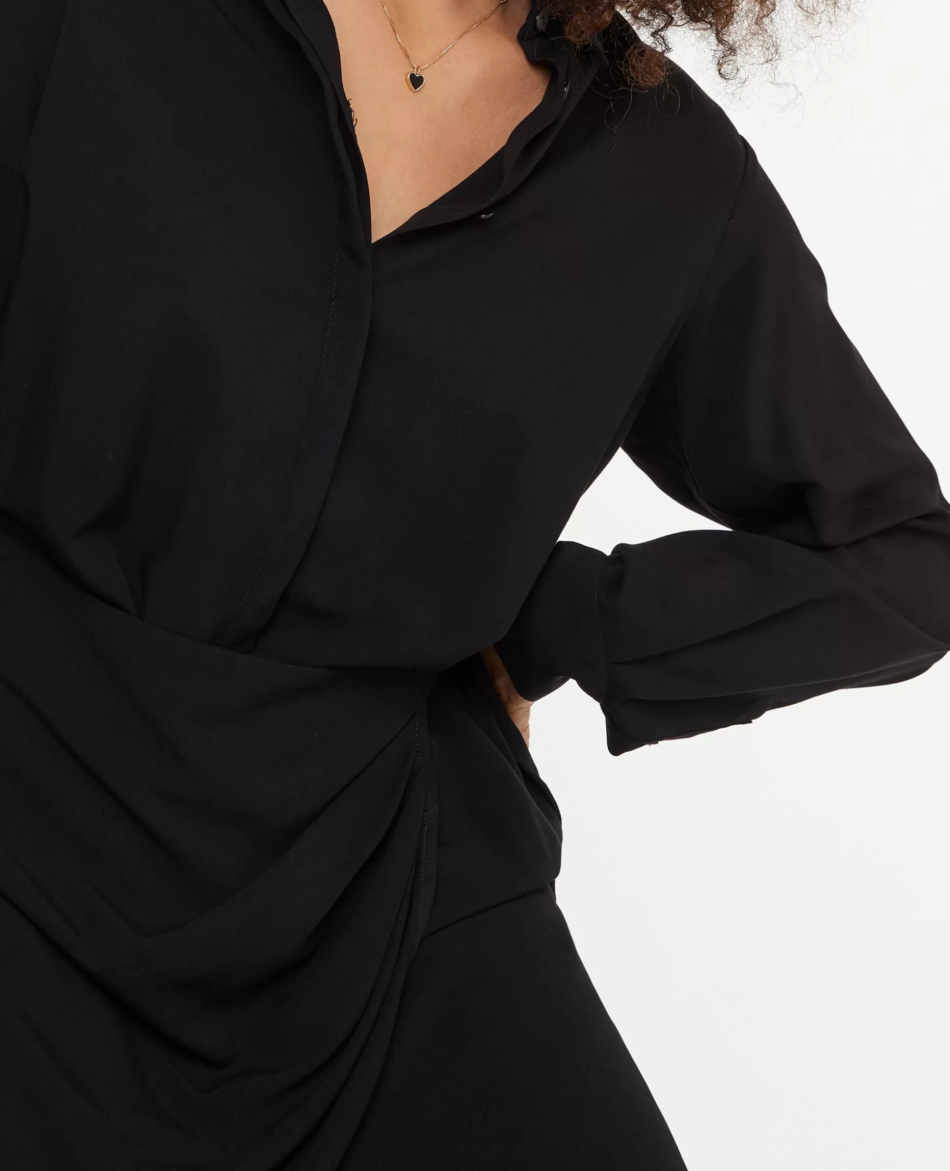 New Pimkie Robe Chemise Avec Effet Portefeuille - noir