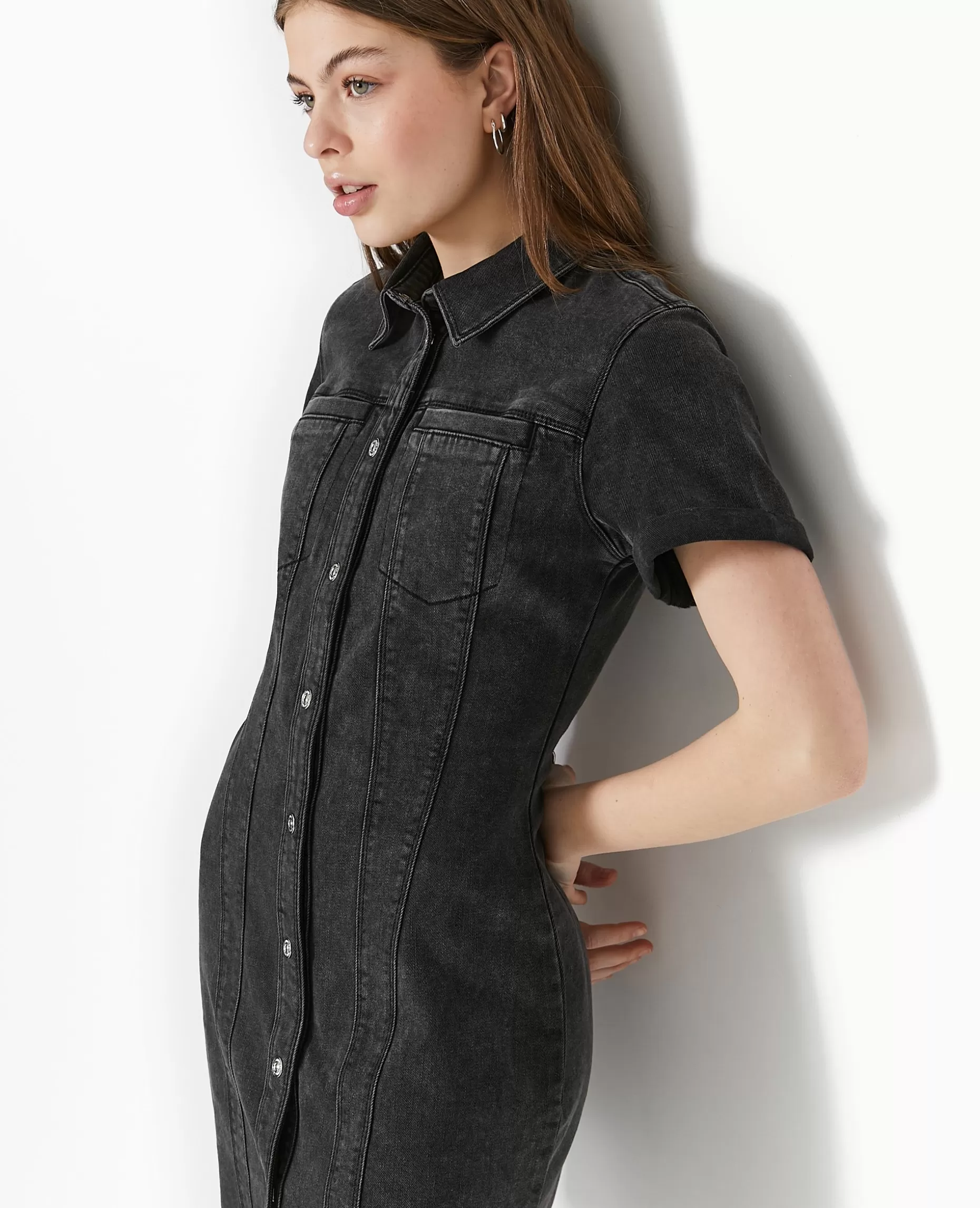 Hot Pimkie Robe Courte Et Moulante En Jean - noir