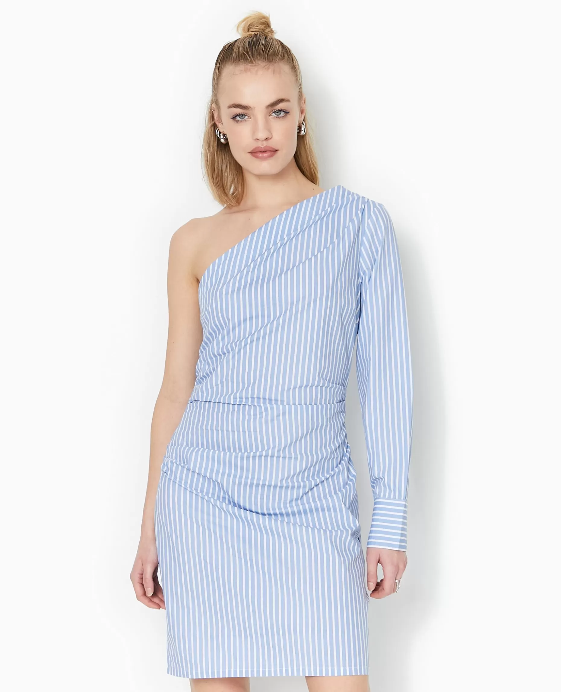 Online Pimkie Robe Courte One Shoulder Rayée - bleu