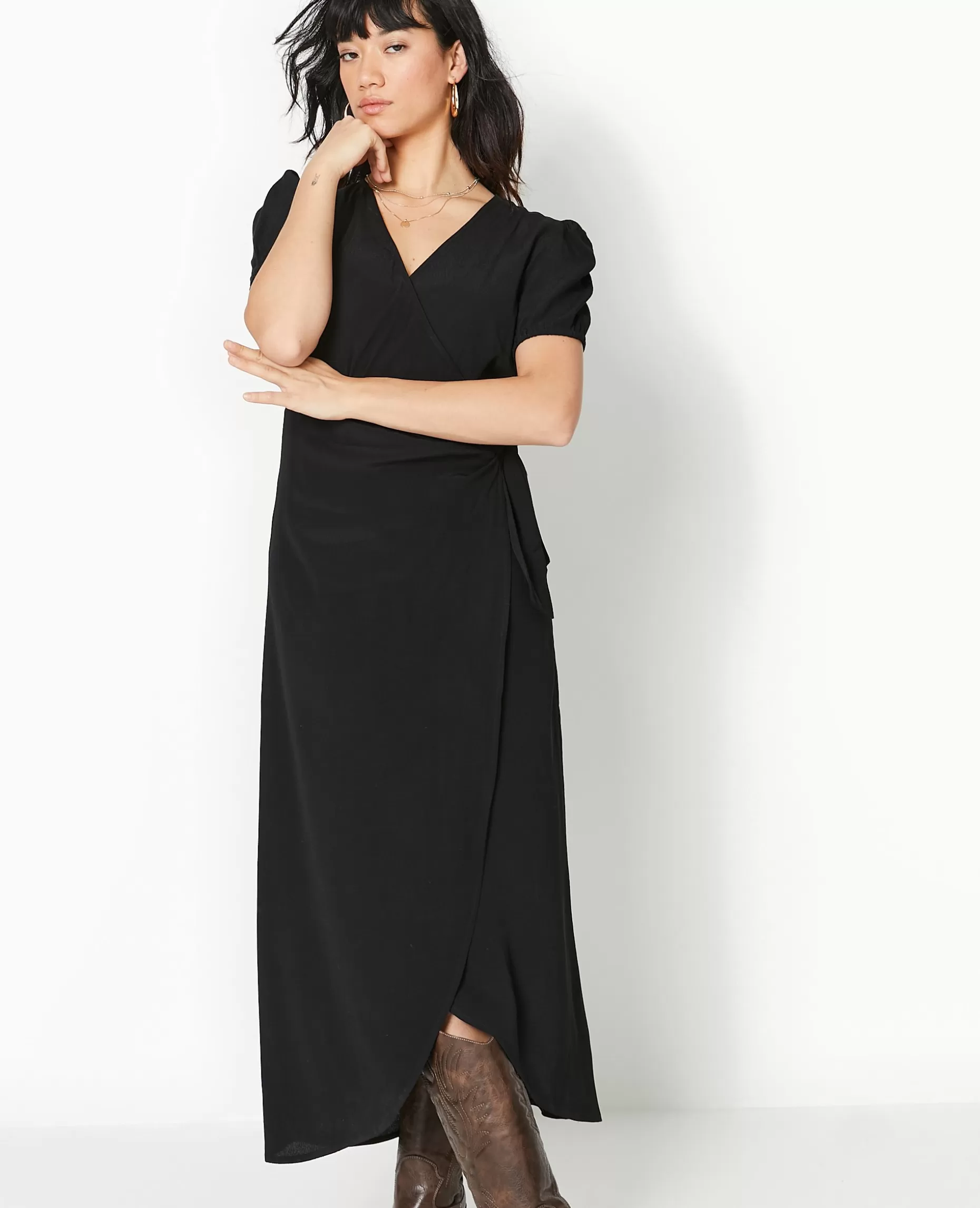 Online Pimkie Robe Longue Portefeuille - noir