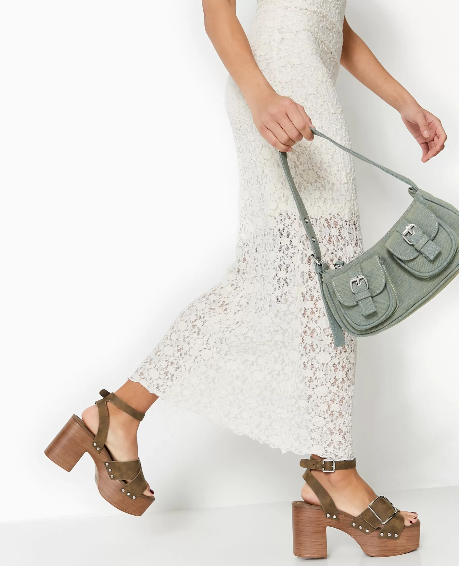 Shop Pimkie Sac Multipoche En Jean Effet Dirty - bleu clair