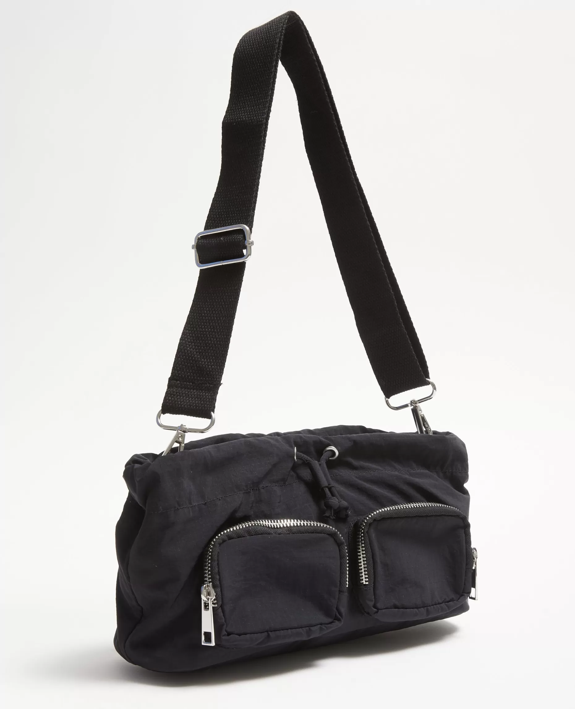 Sale Pimkie Sac Souple En Nylon Avec Poches Et Lien Coulissant - noir