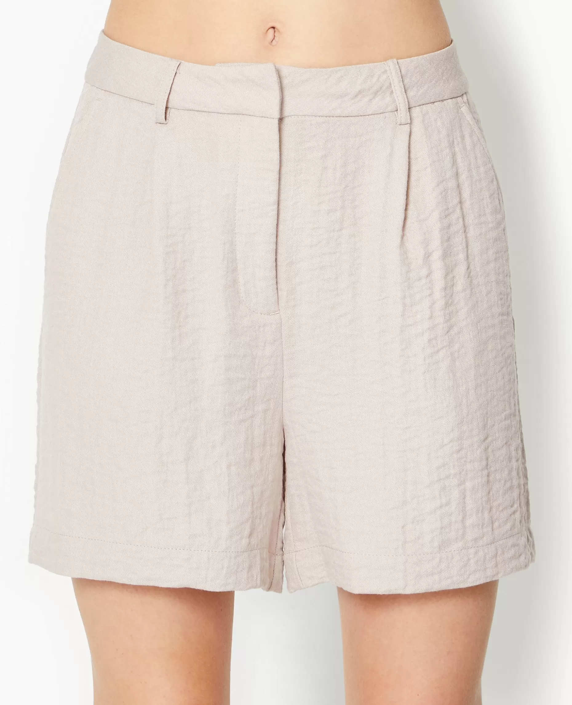 Sale Pimkie Short City En Tissu Effet Froissé - beige