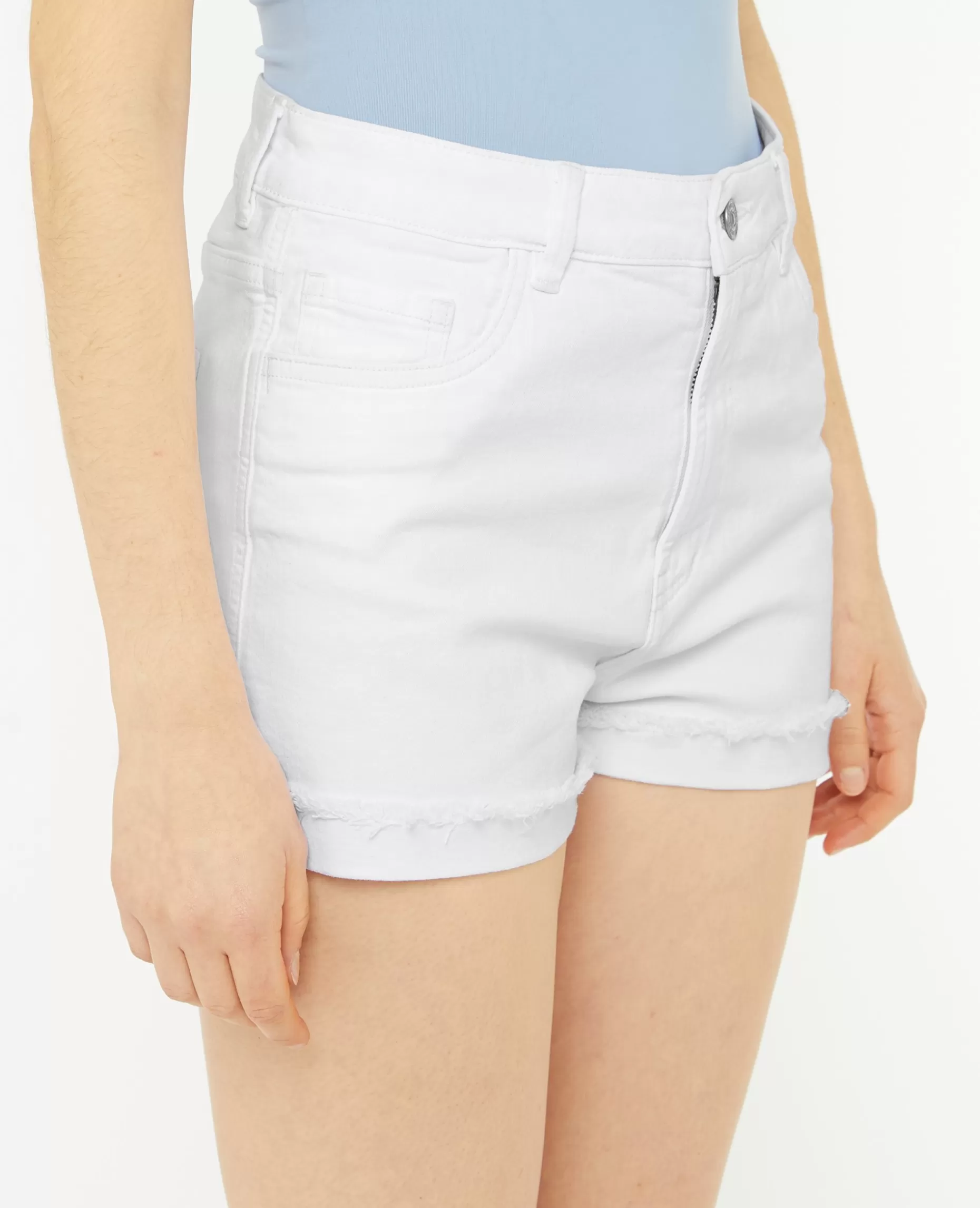 Outlet Pimkie Short En Jean Taille Haute Avec élasthane - blanc