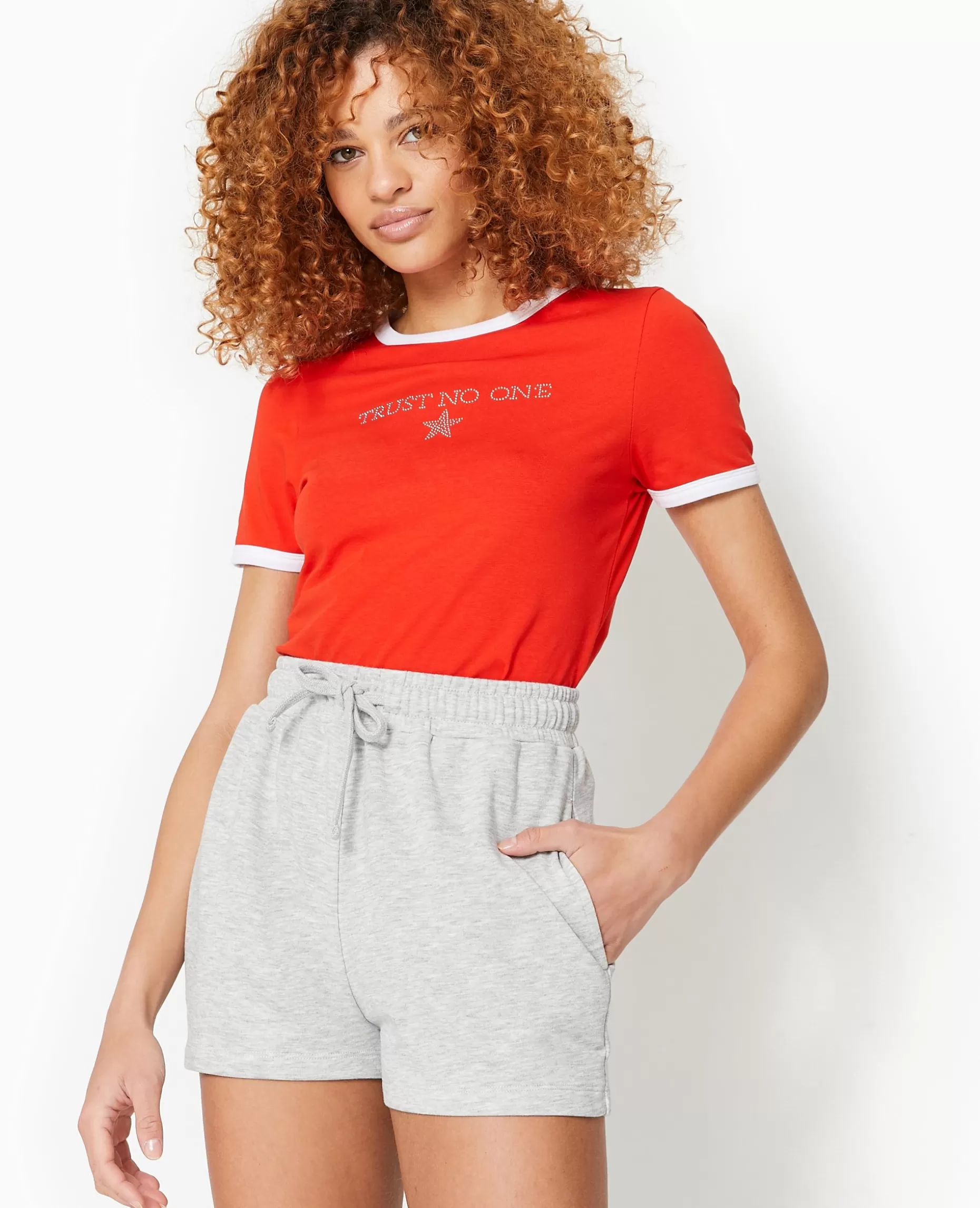 Discount Pimkie Short En Molleton - gris chiné