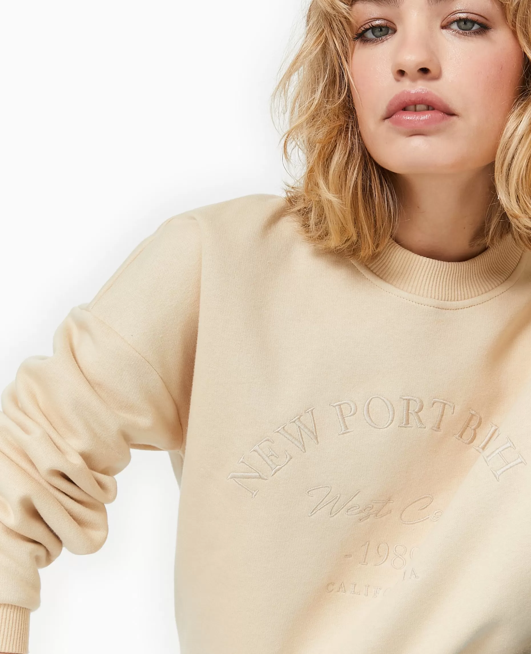 Clearance Pimkie Sweat Avec Broderie - beige