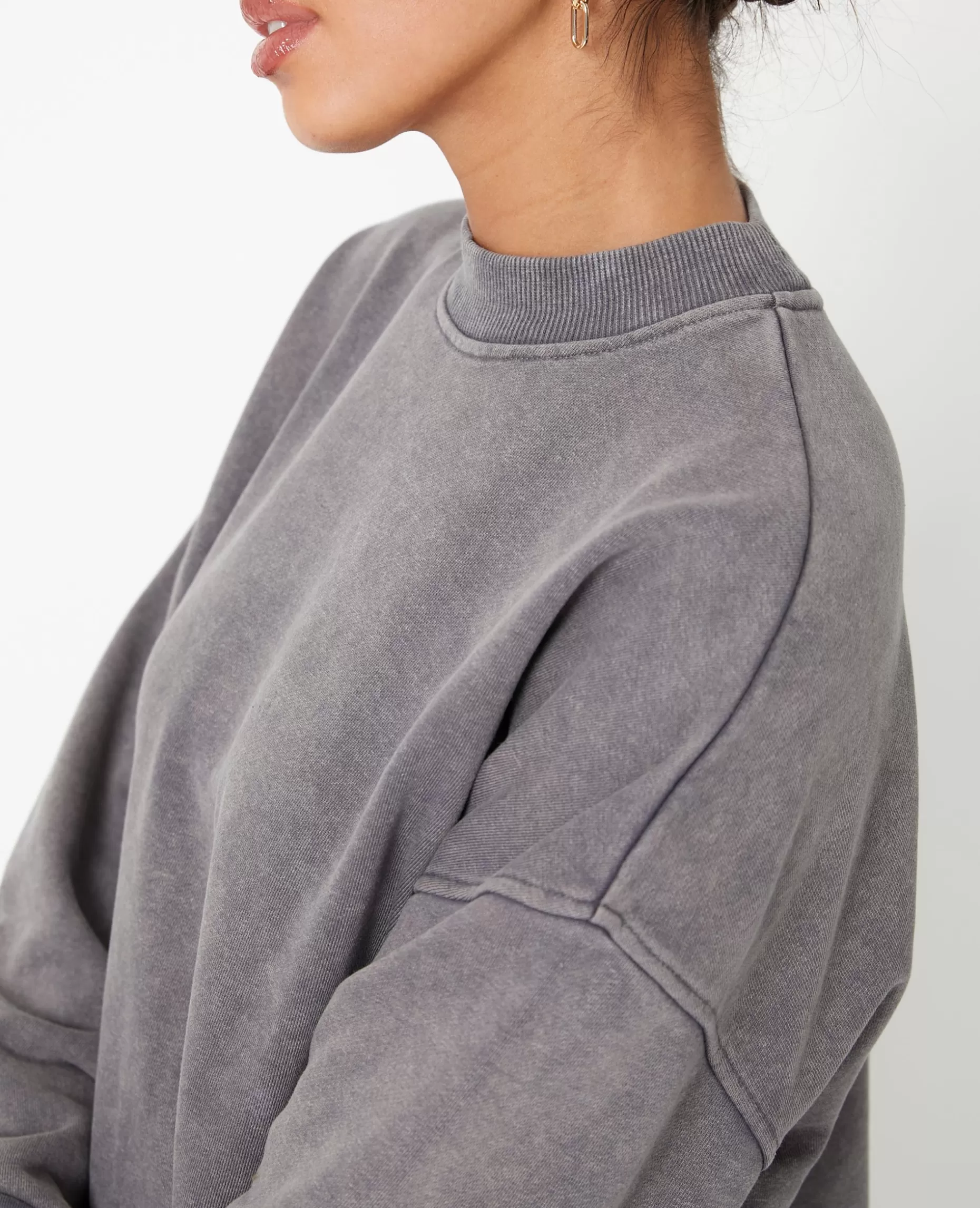 Best Pimkie Sweat Col Rond Avec Effet Délavé - gris foncé