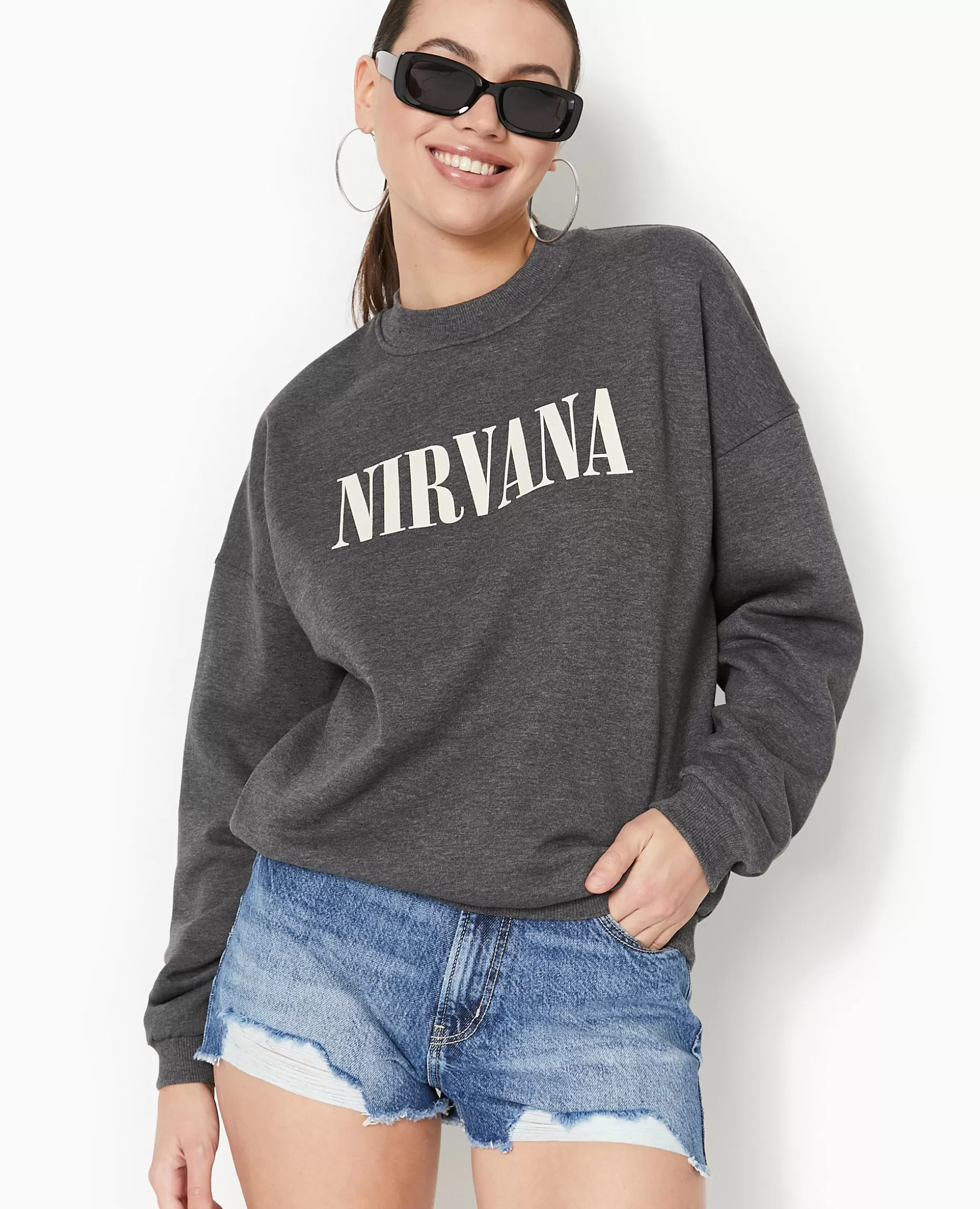 Outlet Pimkie Sweat Col Rond Nirvana - gris foncé