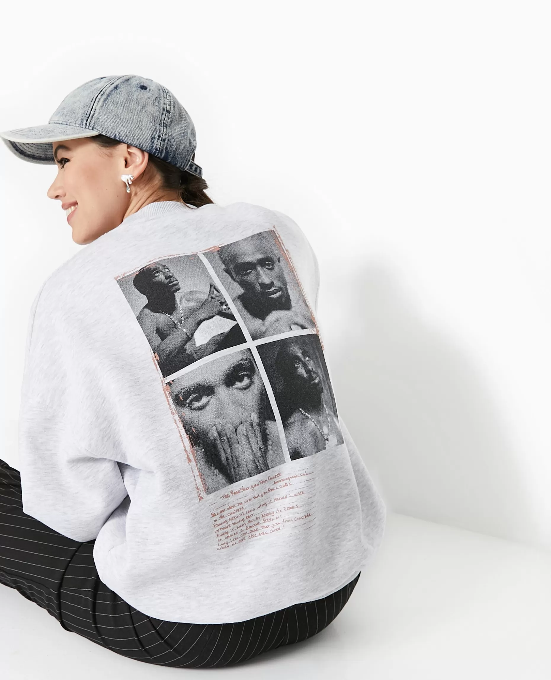 Best Sale Pimkie Sweat Col Rond Tupac - gris chiné