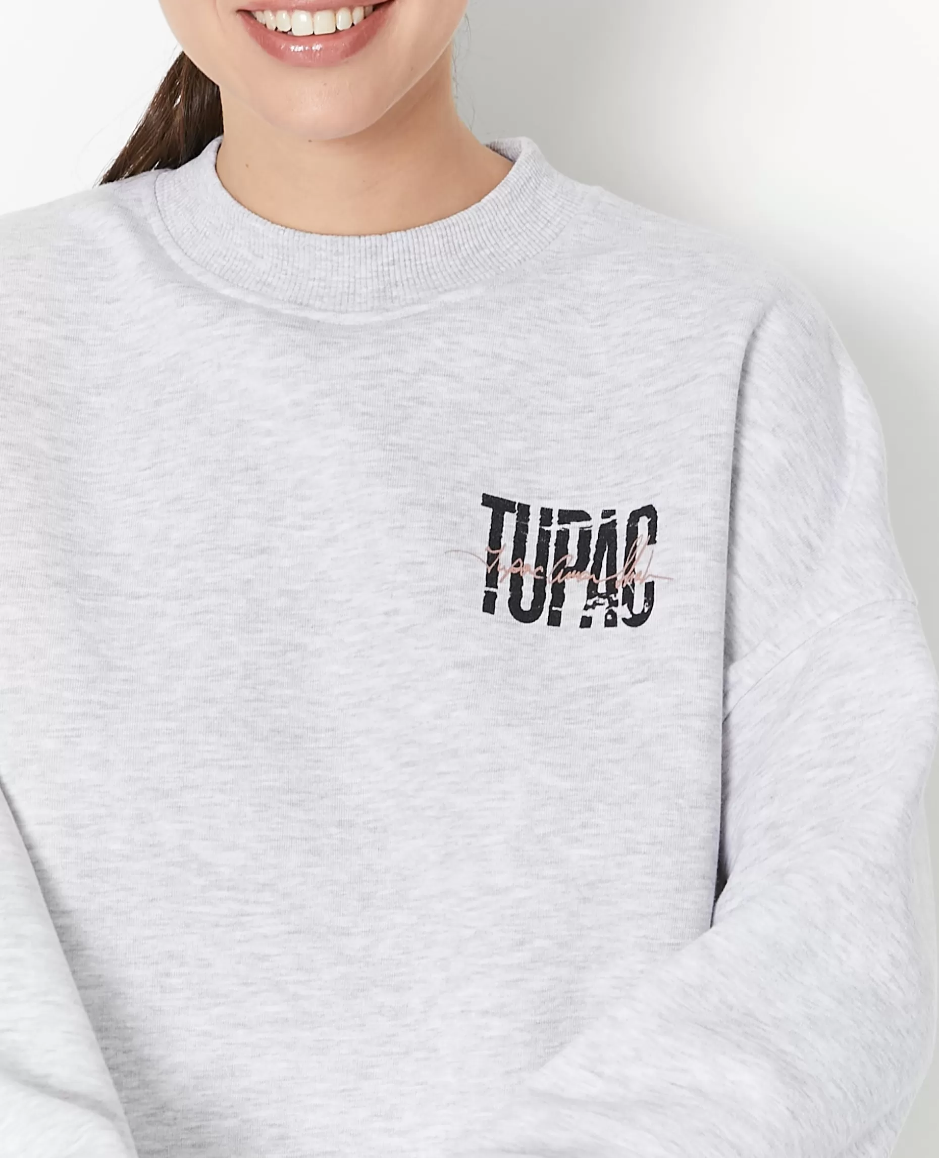 Best Sale Pimkie Sweat Col Rond Tupac - gris chiné