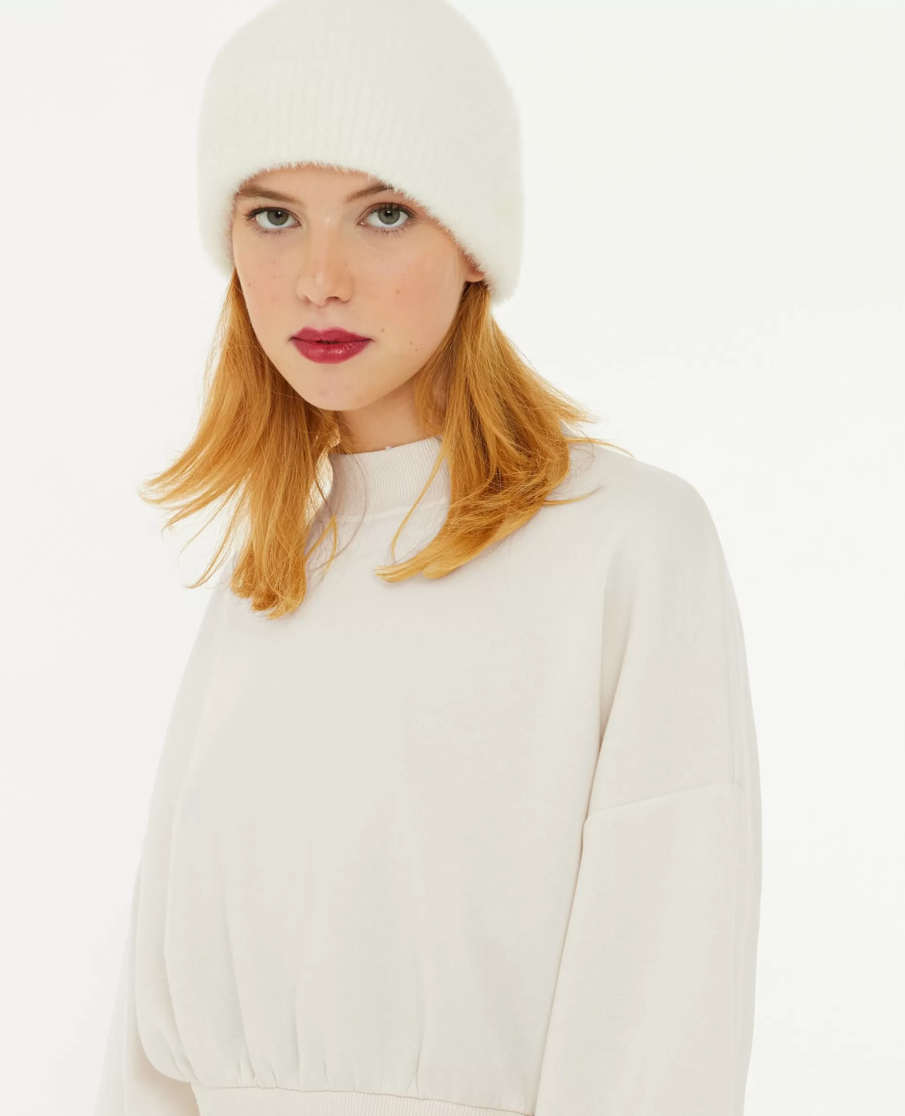 Clearance Pimkie Sweat Court Avec Col Montant - blanc