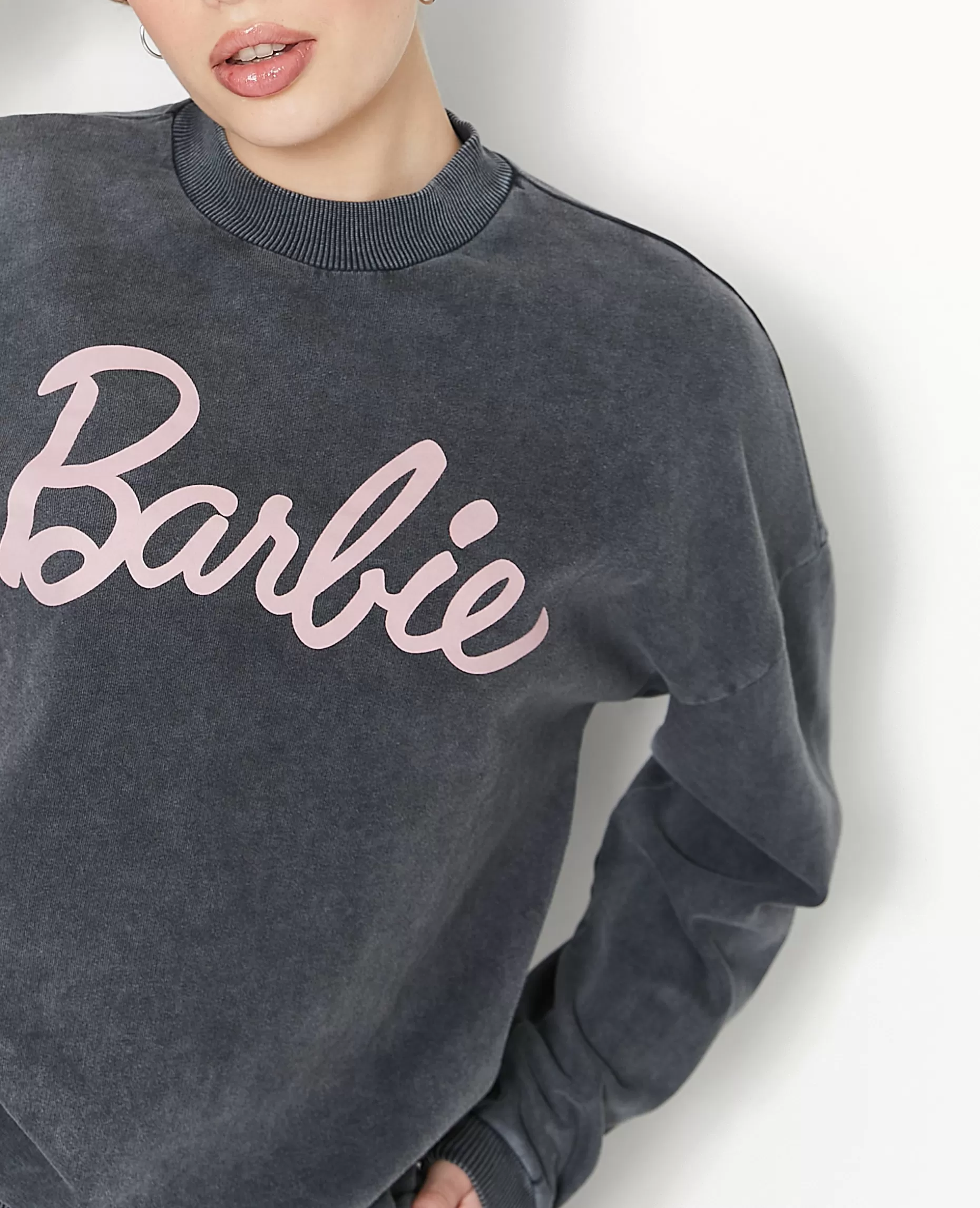 Fashion Pimkie Sweat Effet Délavé Acid Wash BARBIE - gris foncé