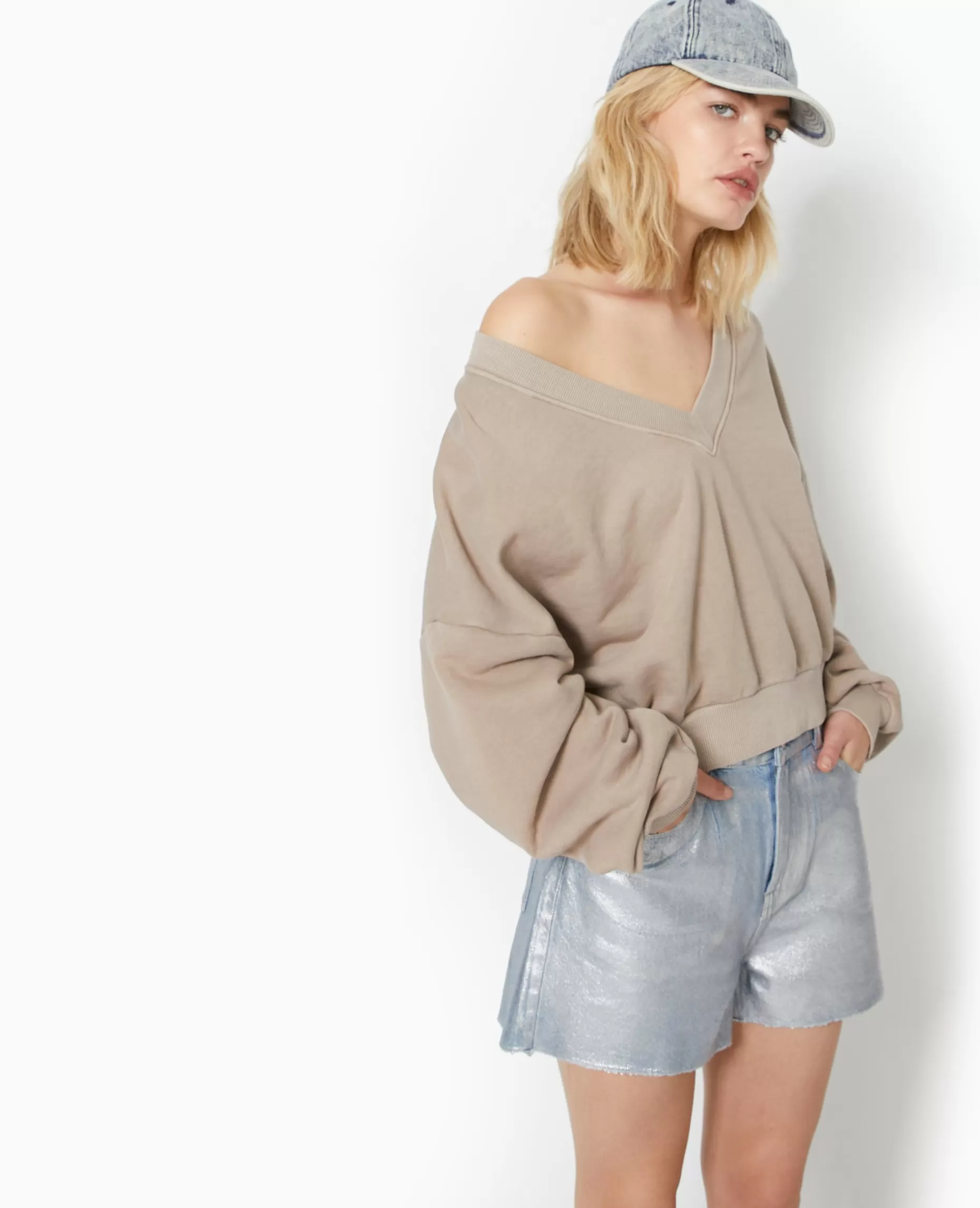 Best Pimkie Sweat Grand Col V - taupe