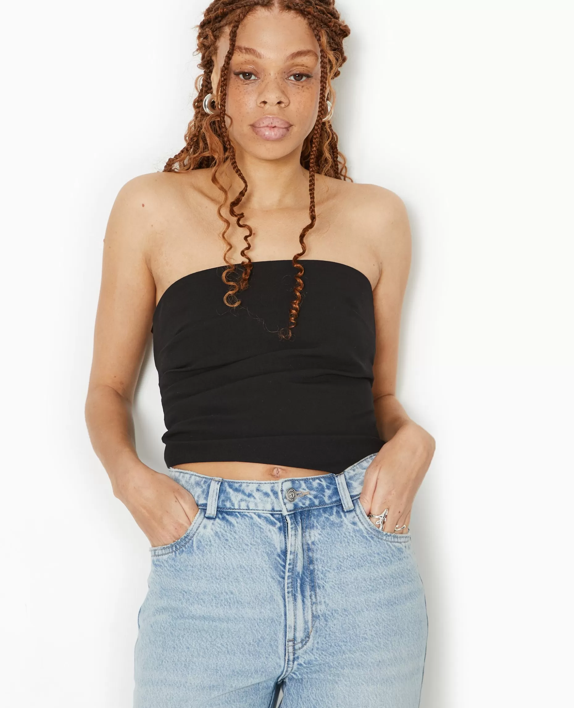 Shop Pimkie Top Bustier Asymétrique Avec Pinces - noir