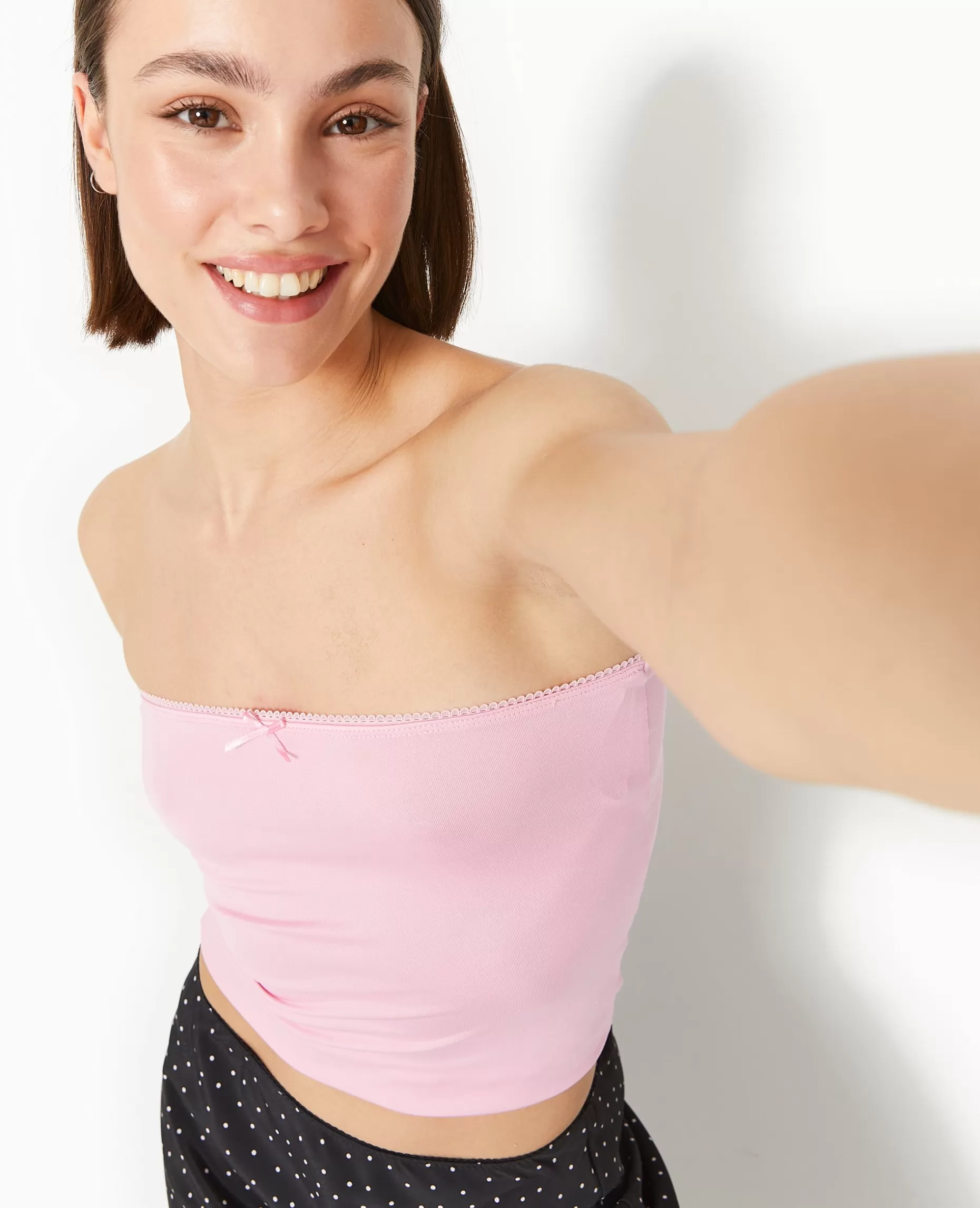 Clearance Pimkie Top Bustier Avec Petit Nœud - rose