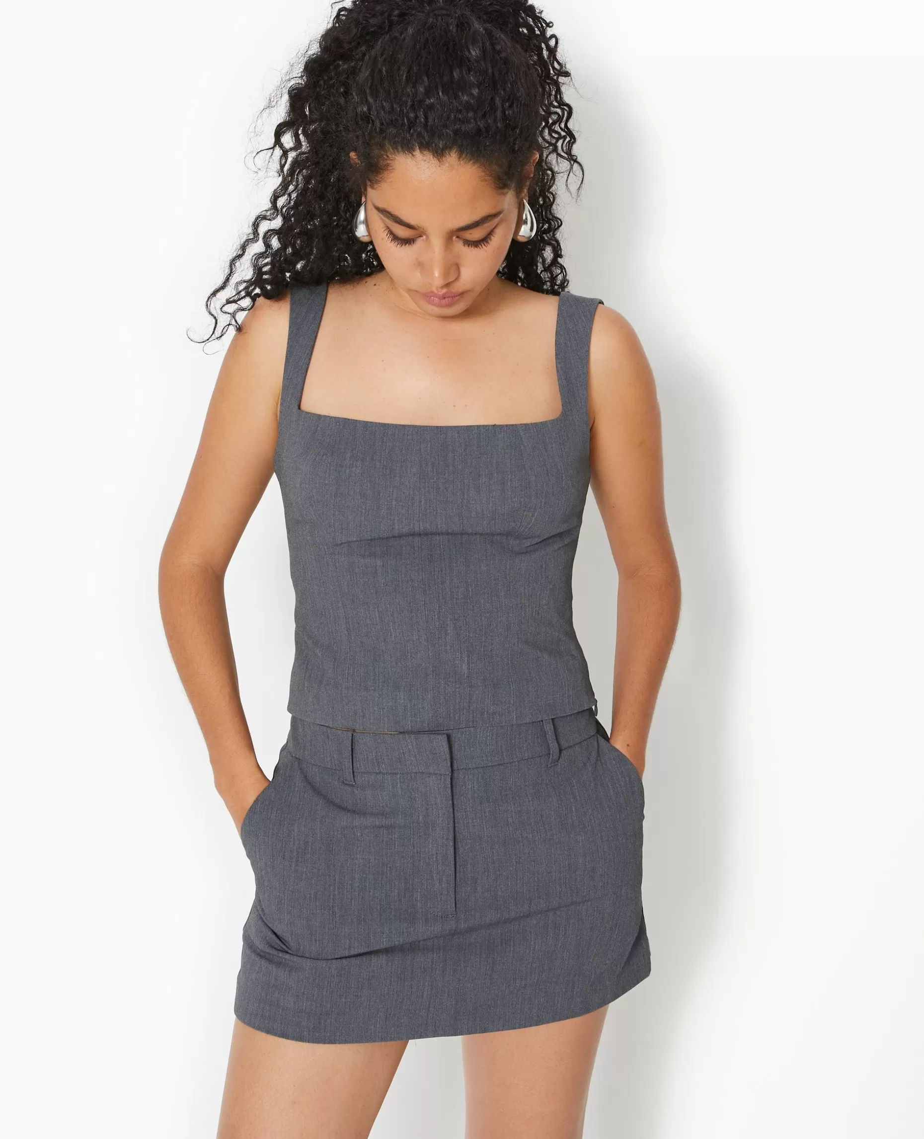 Online Pimkie Top City Façon Corset - gris foncé