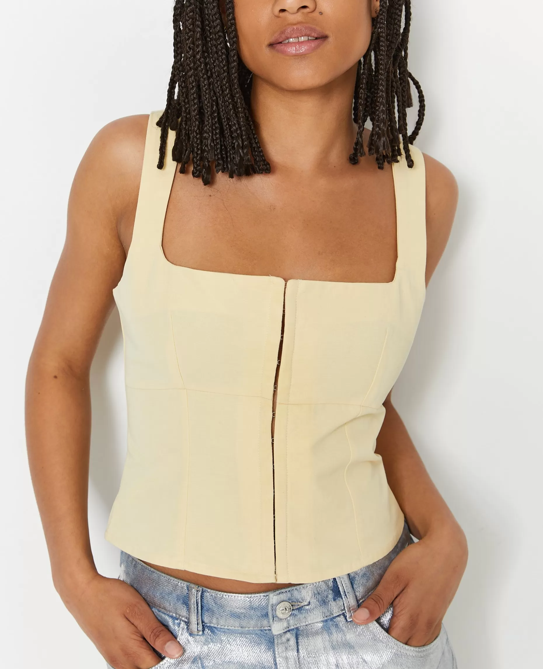 Sale Pimkie Top Court à Bretelles Façon Corset - beige