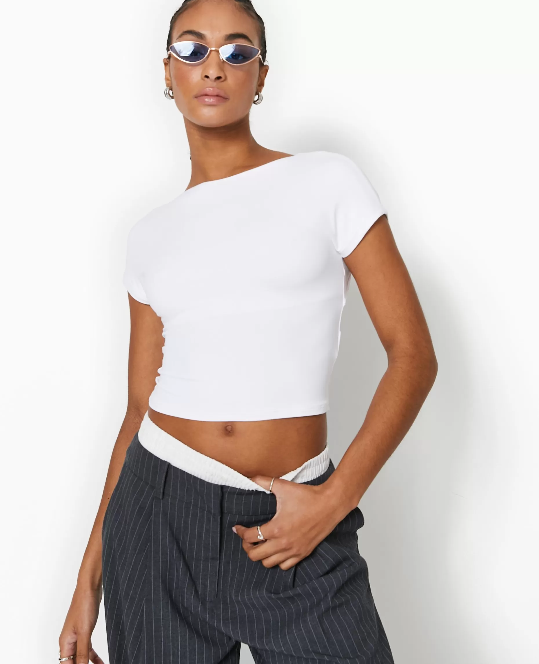 Best Sale Pimkie Top Court Dos Ouvert - blanc