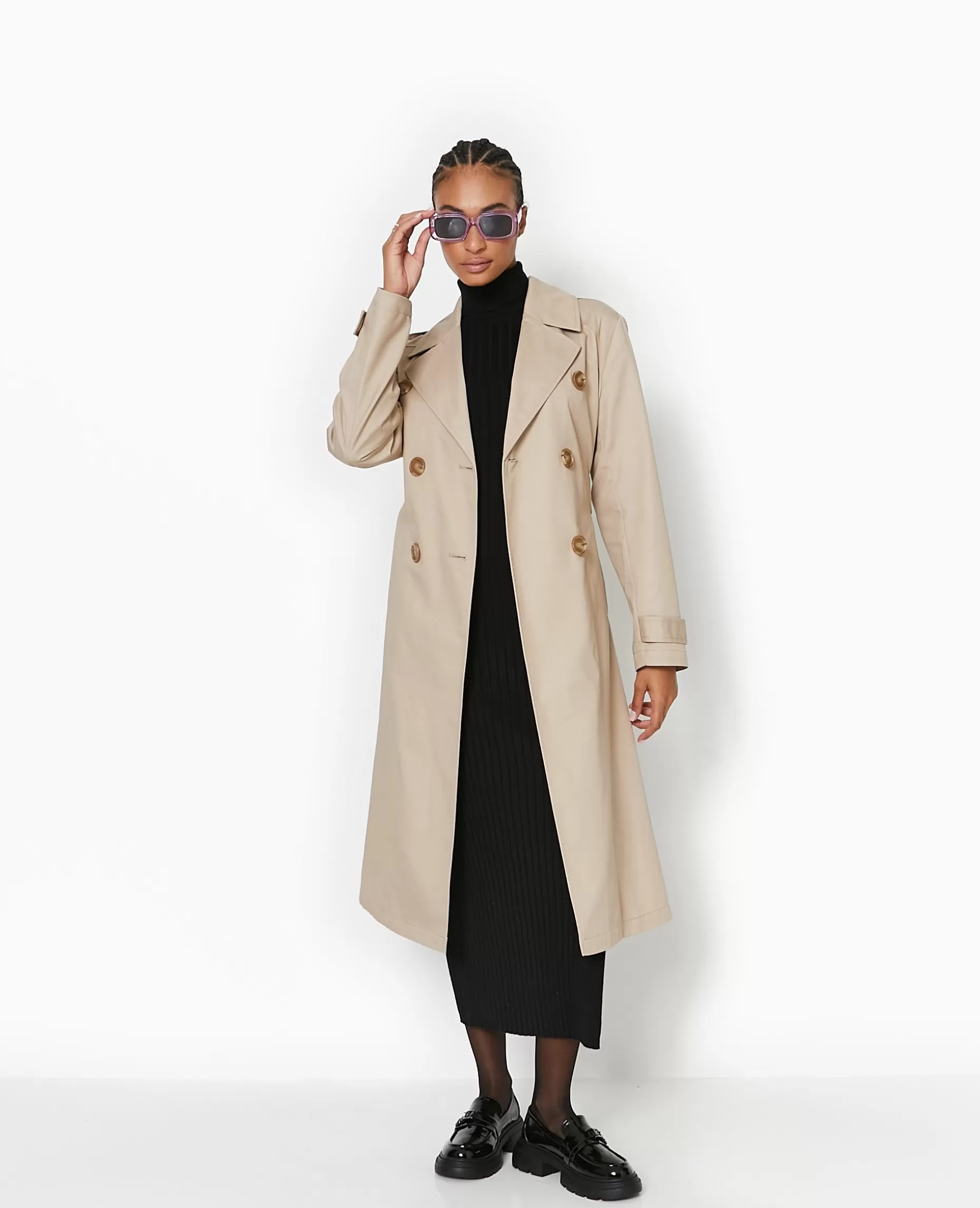 Hot Pimkie Trench En Toile Avec Ceinture - beige