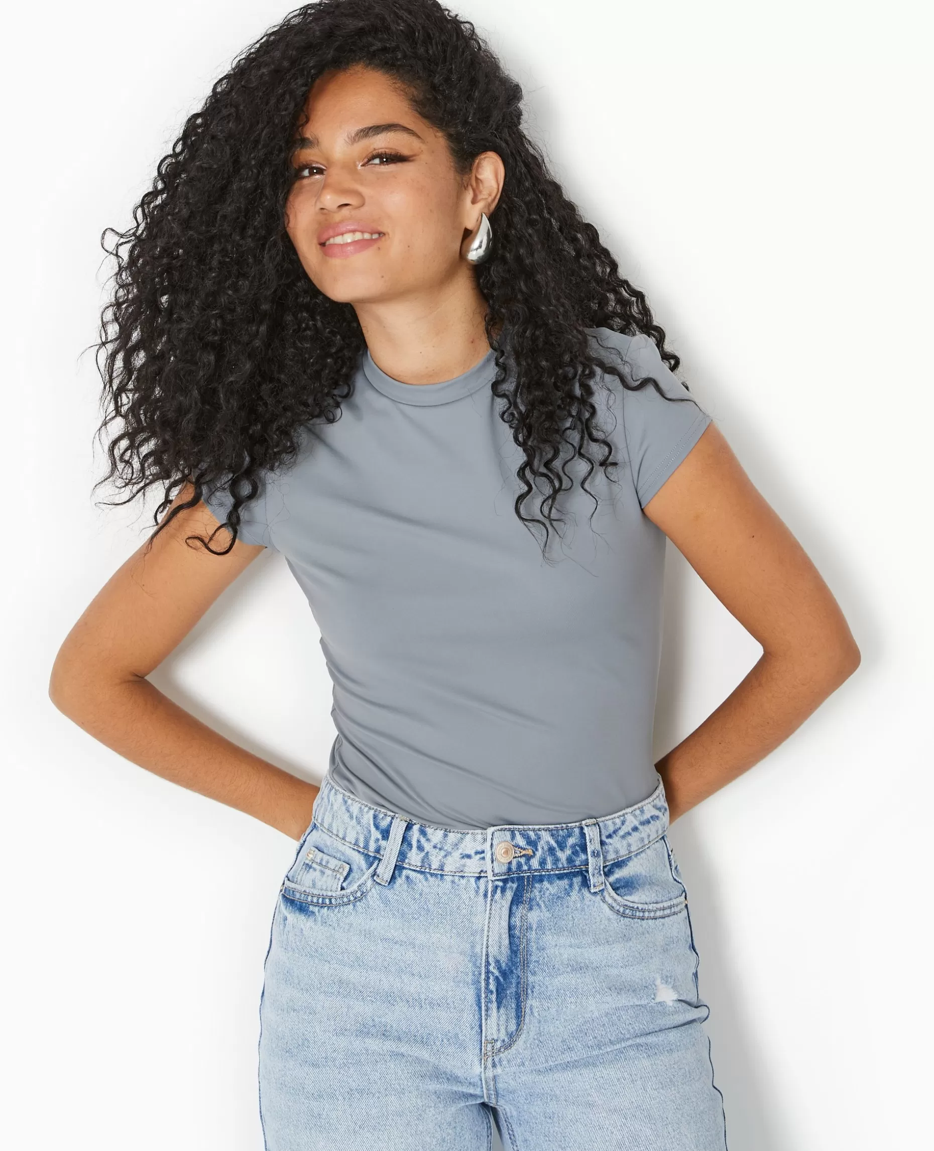 Store Pimkie T-shirt Ajusté En Maille Extensible - gris