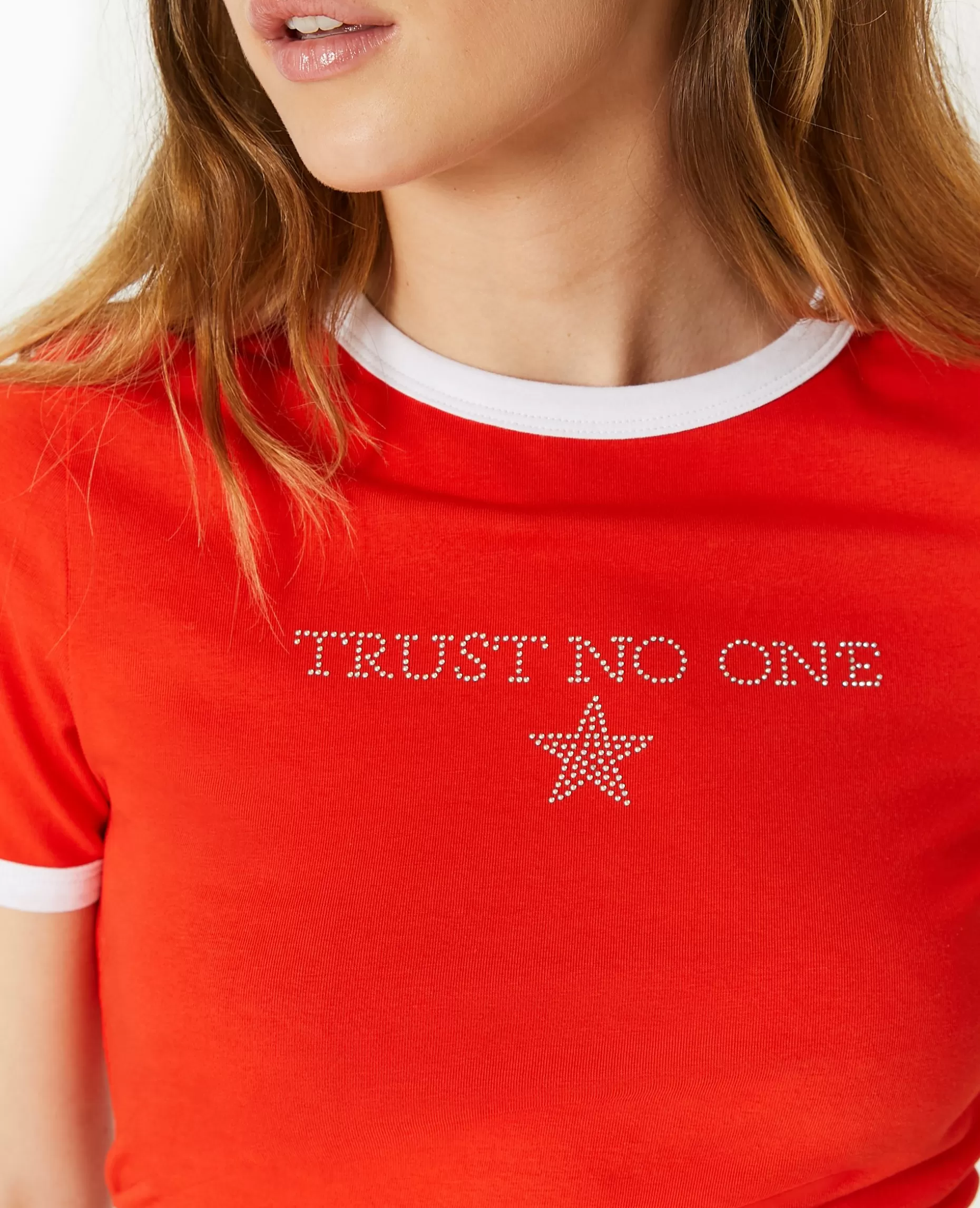 Outlet Pimkie T-shirt Avec Message En Strass - rouge