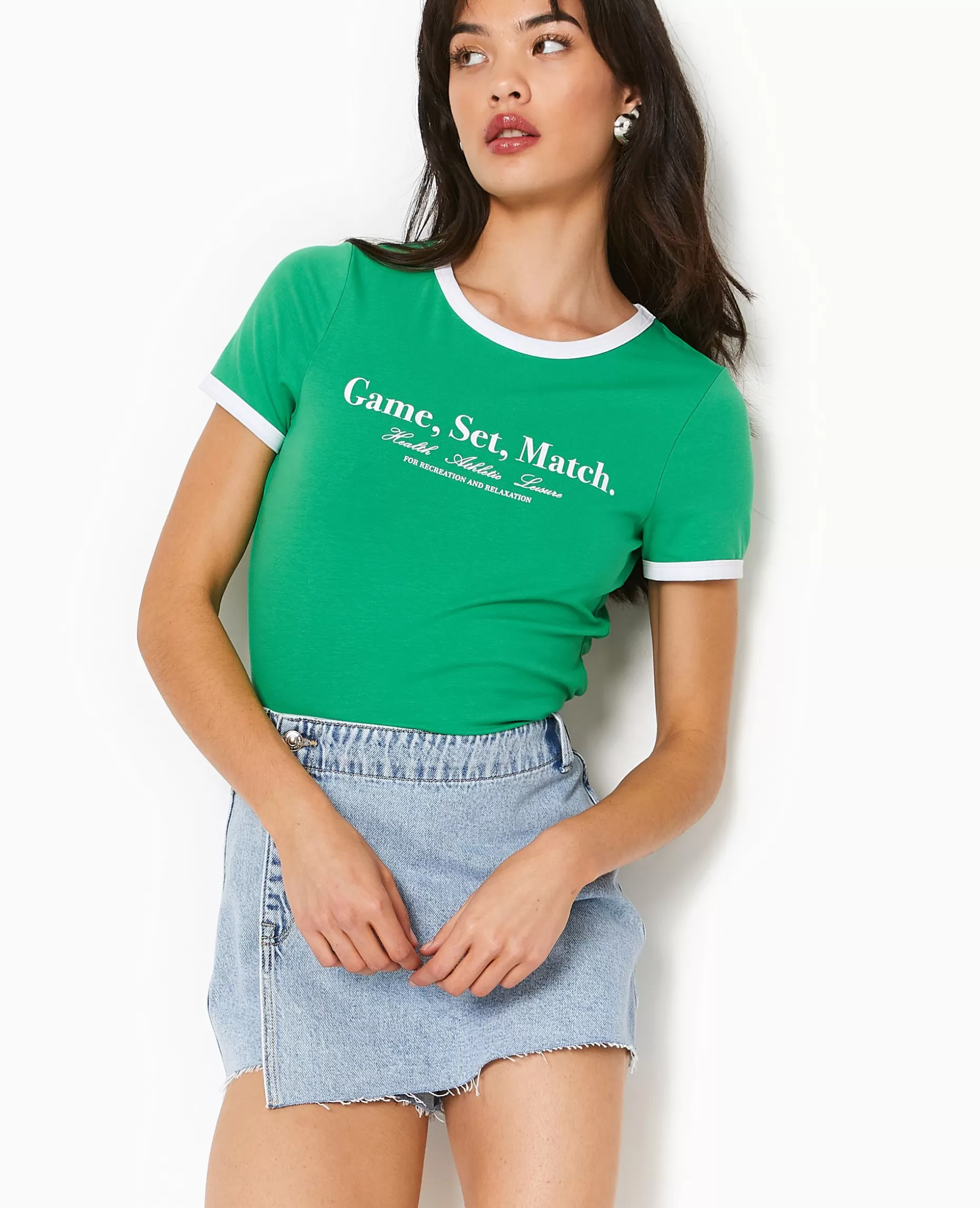 Cheap Pimkie T-shirt Avec Print Et Biais Contrastés - vert