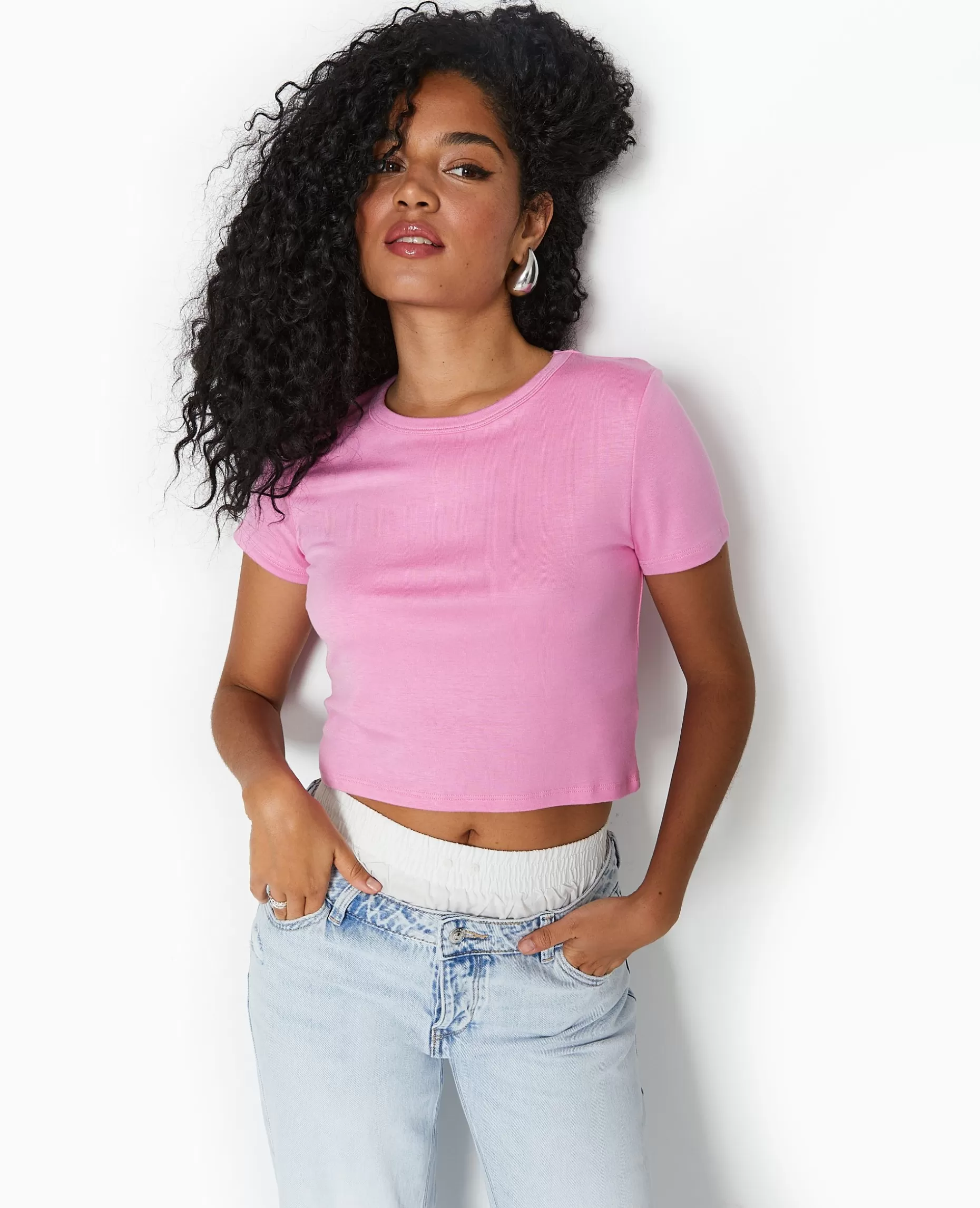 Cheap Pimkie T-shirt Court En Maille Fluide - rose