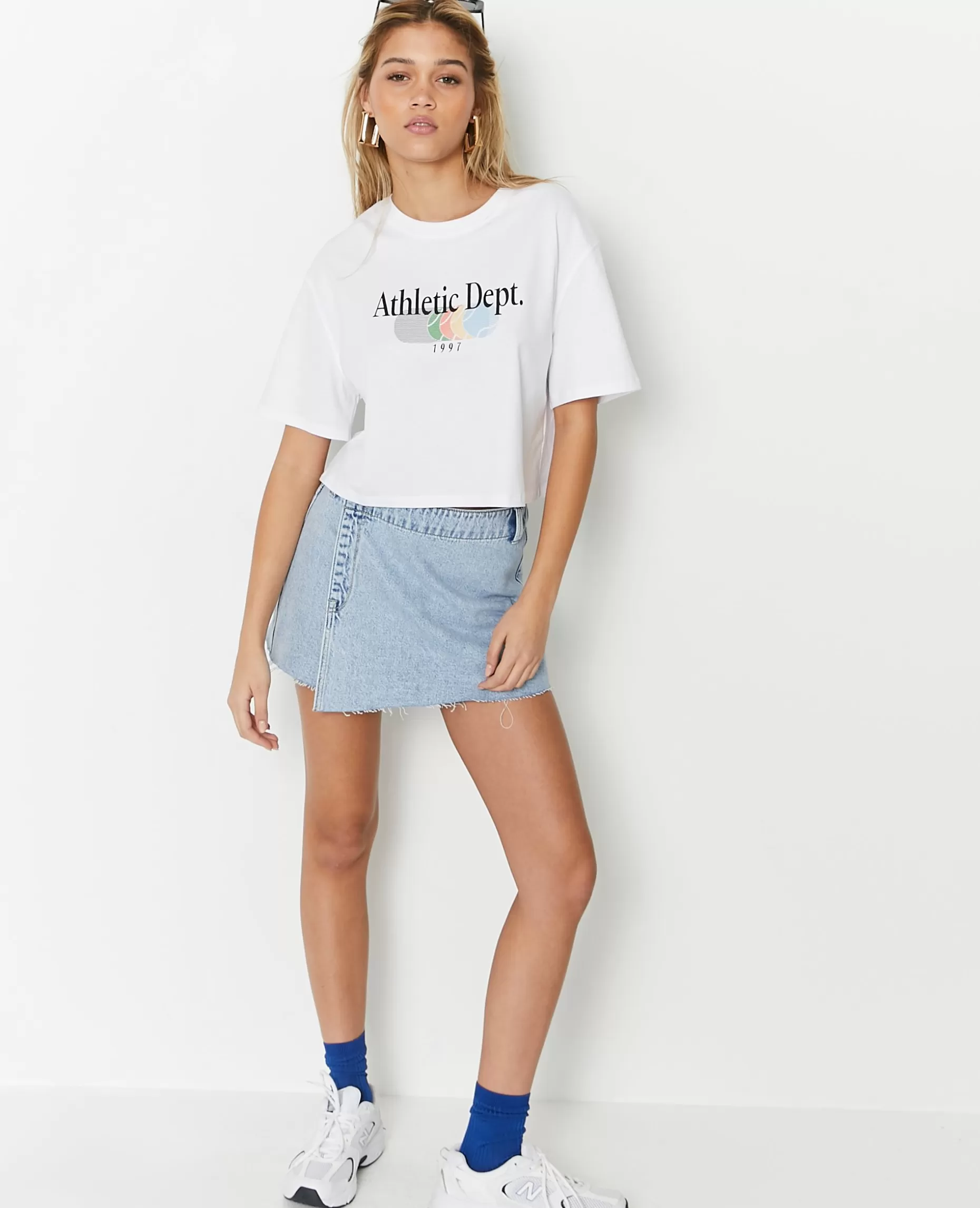 Online Pimkie T-shirt Cropped Avec Print Devant - blanc