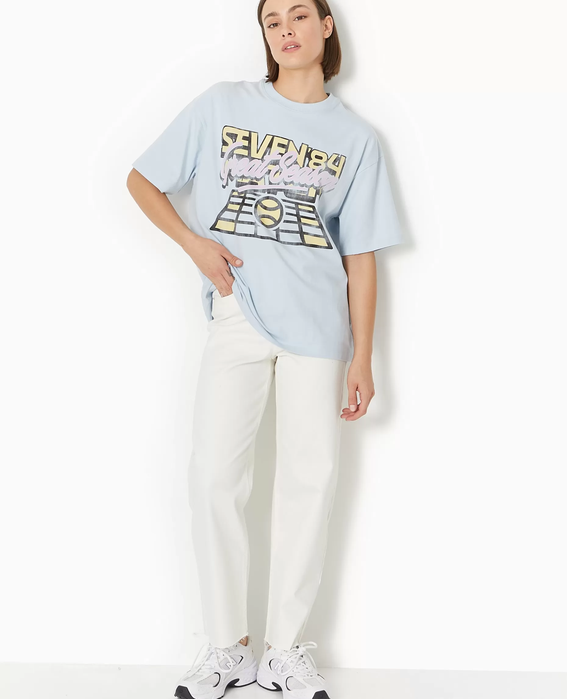 Sale Pimkie T-shirt Oversize Avec Print - bleu