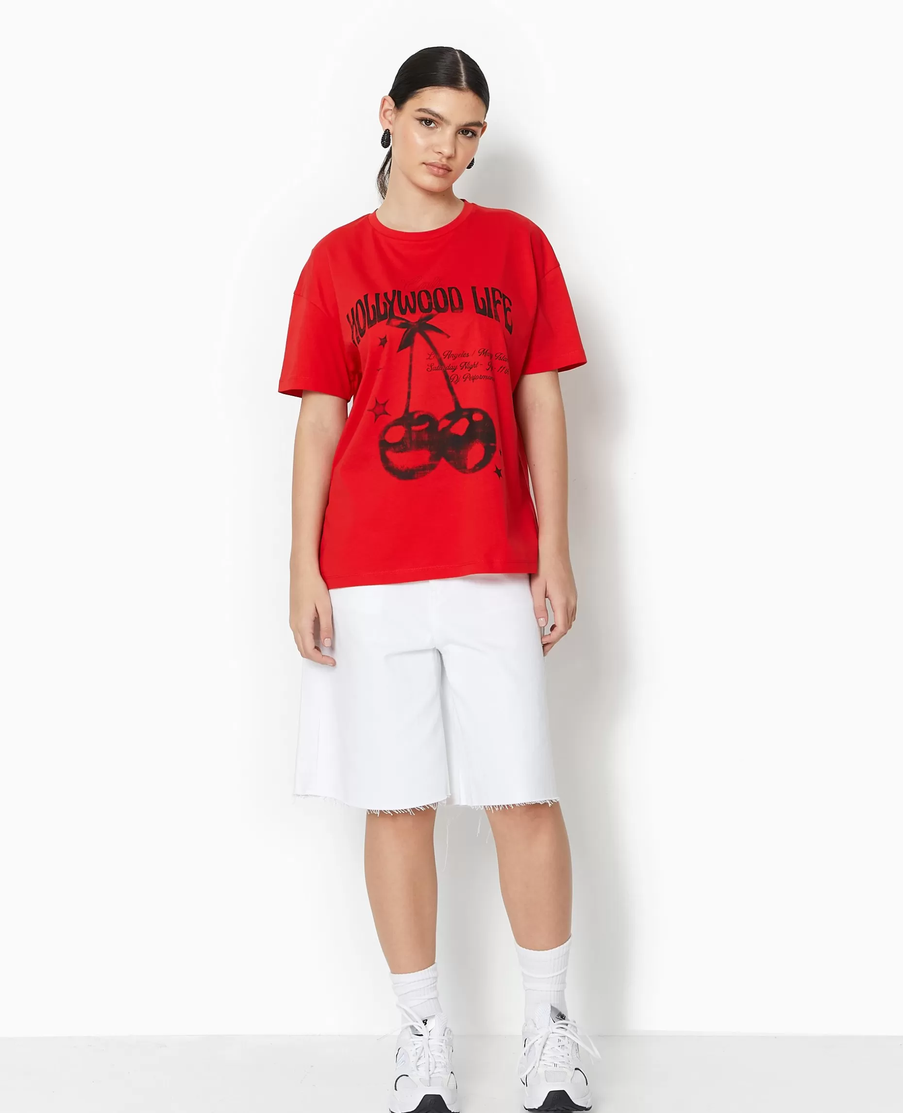 Best Sale Pimkie T-shirt Oversize Avec Print - rouge