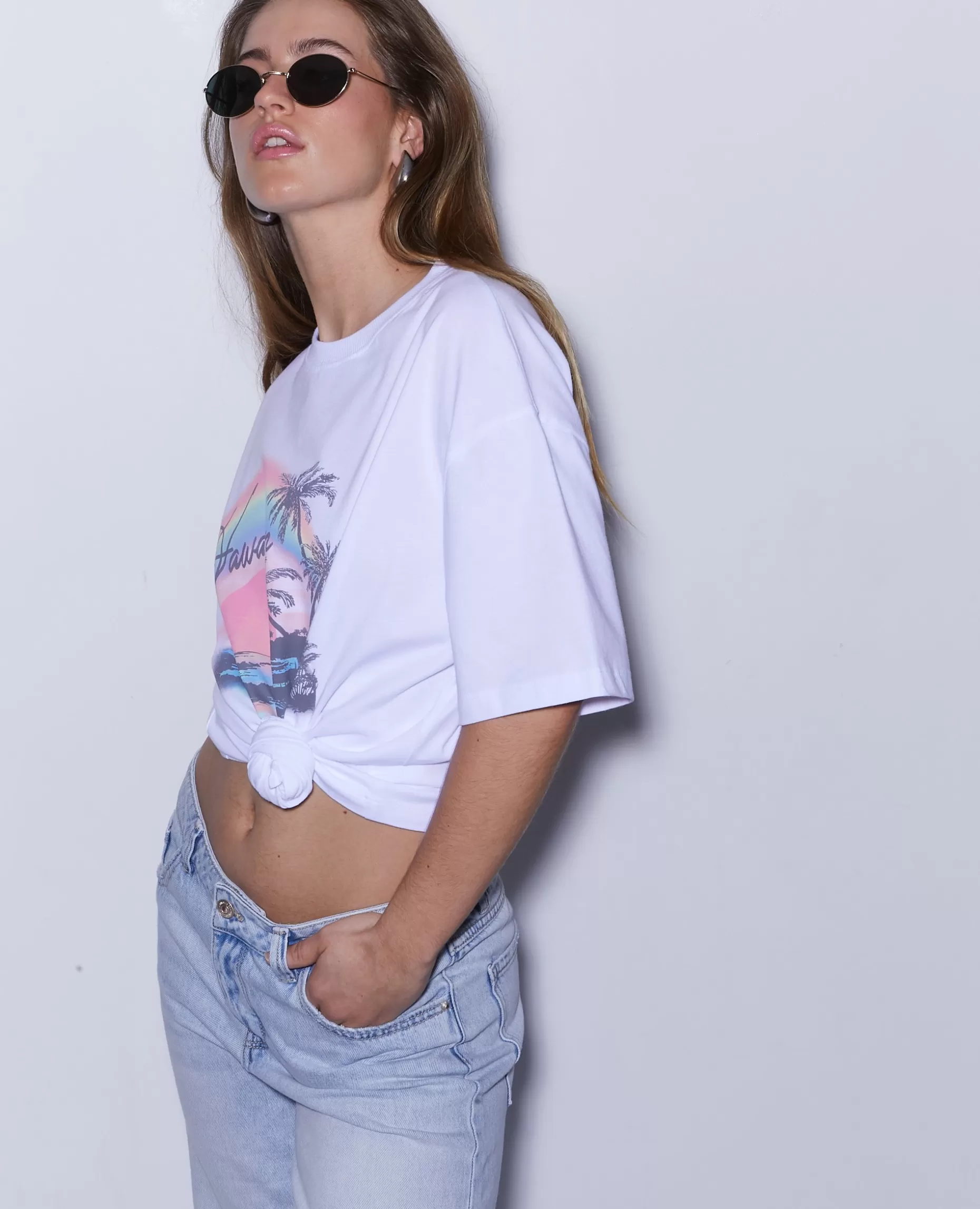 Cheap Pimkie T-shirt Oversize Avec Print Devant - blanc