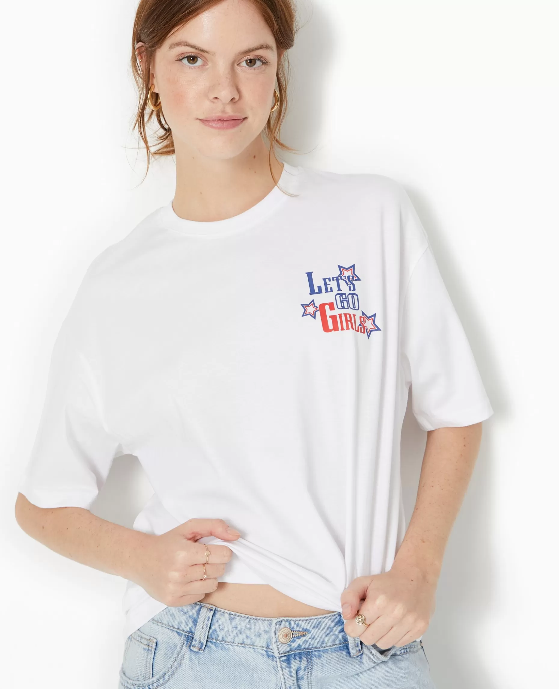 Sale Pimkie T-shirt Oversize Avec Print Devant Et Dos - blanc