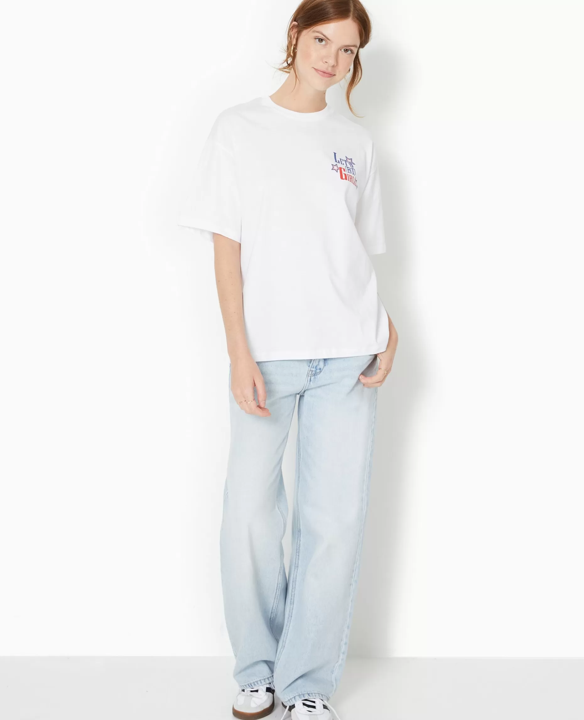 Sale Pimkie T-shirt Oversize Avec Print Devant Et Dos - blanc