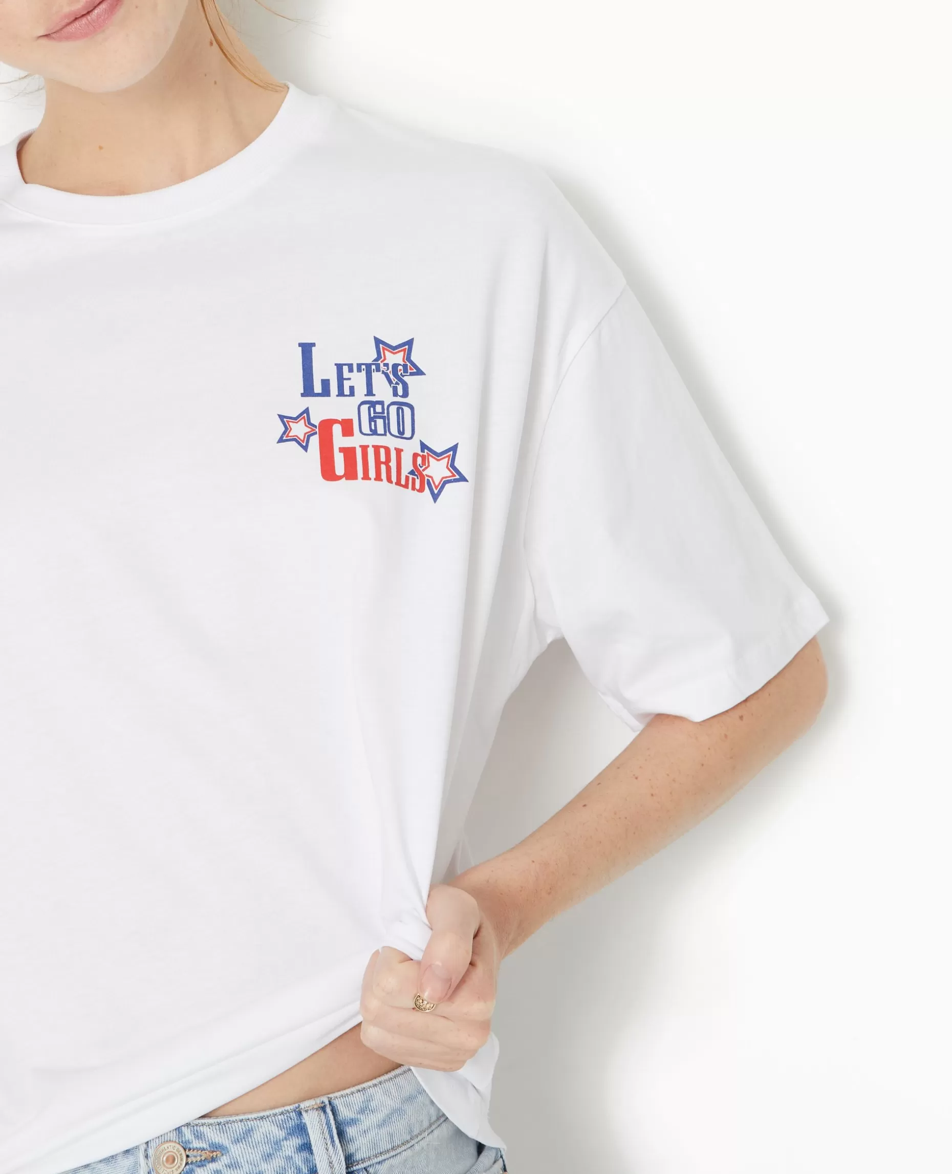 Sale Pimkie T-shirt Oversize Avec Print Devant Et Dos - blanc