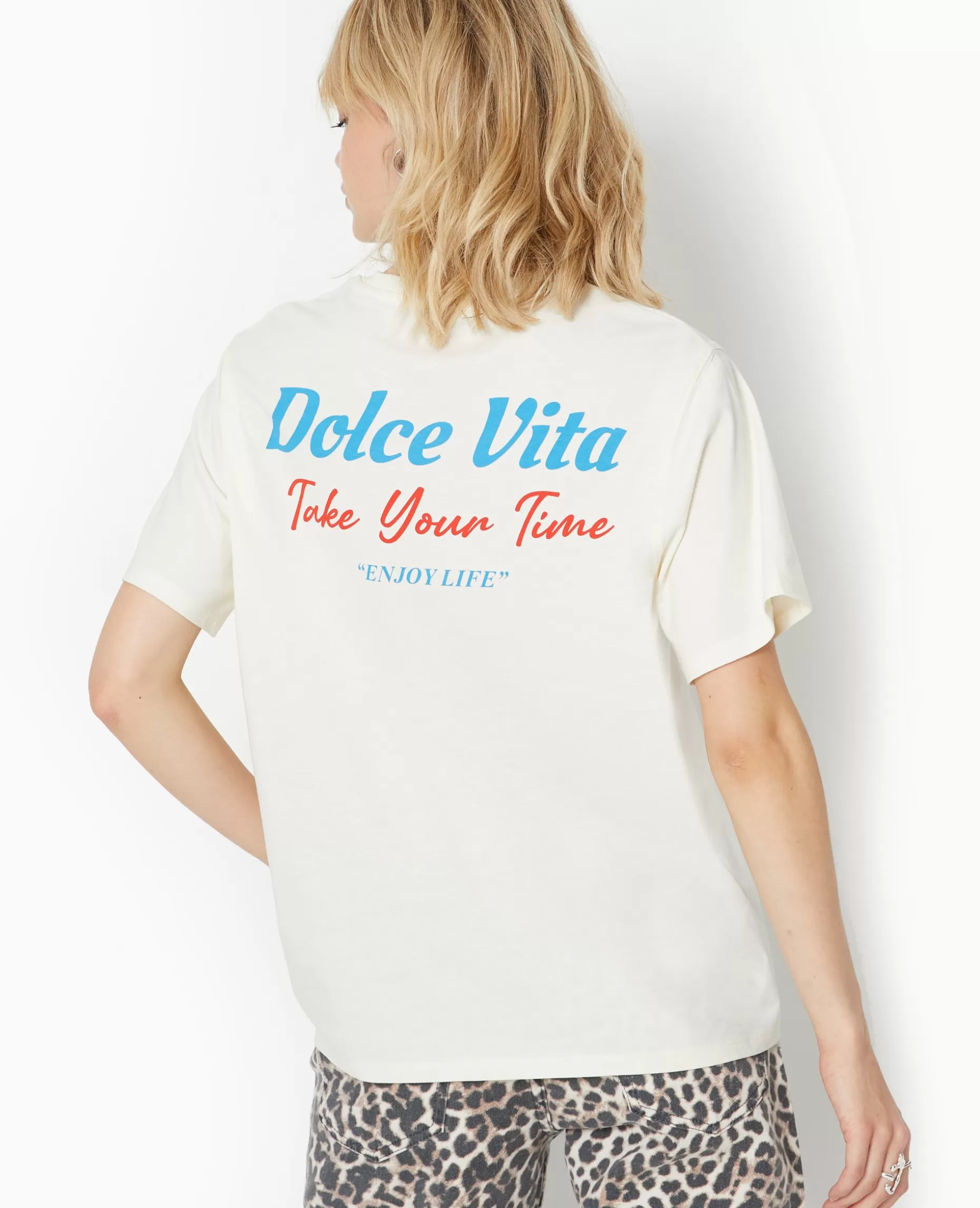 Flash Sale Pimkie T-shirt Oversize Avec Print Poitrine Et Dos - blanc