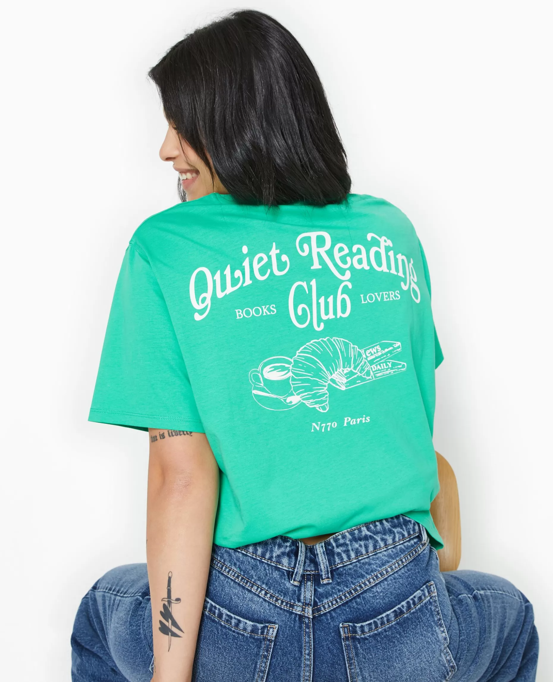Discount Pimkie T-shirt Oversize Avec Print Poitrine Et Dos - vert