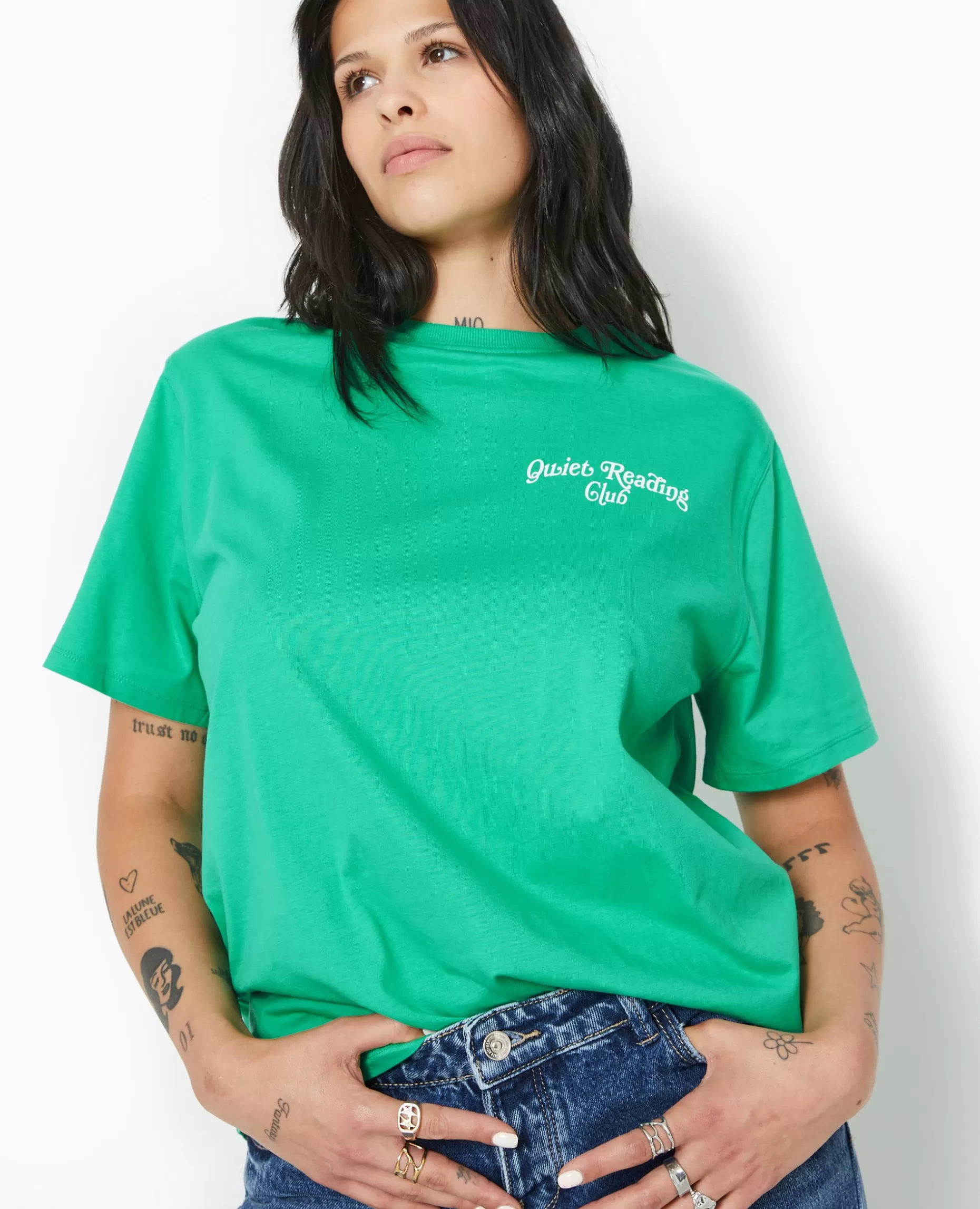 Discount Pimkie T-shirt Oversize Avec Print Poitrine Et Dos - vert