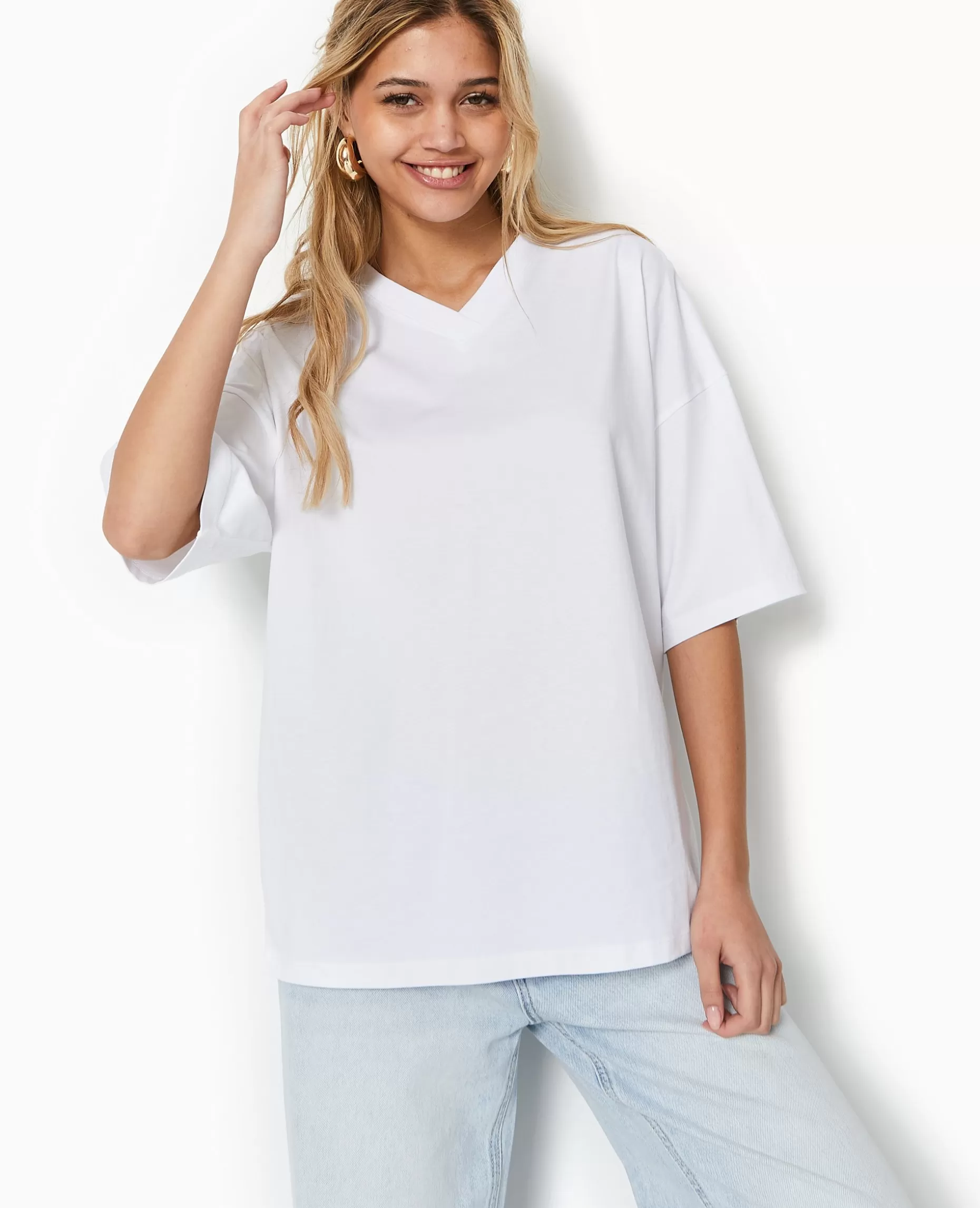 Cheap Pimkie T-shirt Oversize Col V Manches Descendues - blanc