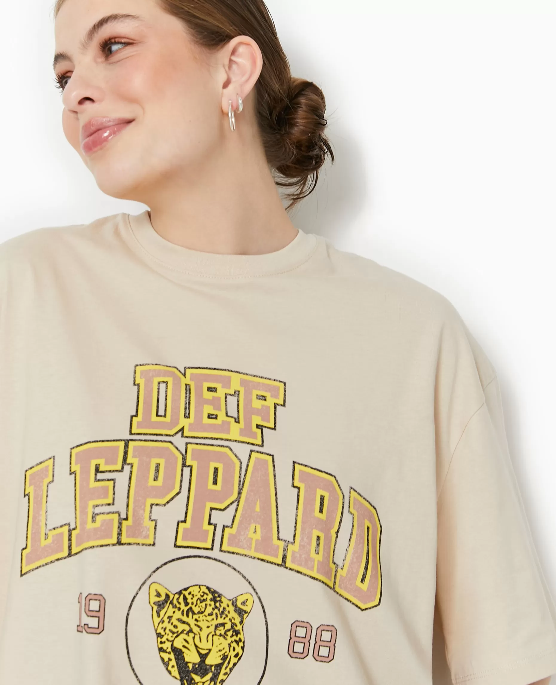 Clearance Pimkie T-shirt Oversize DEF LEPPARD - beige