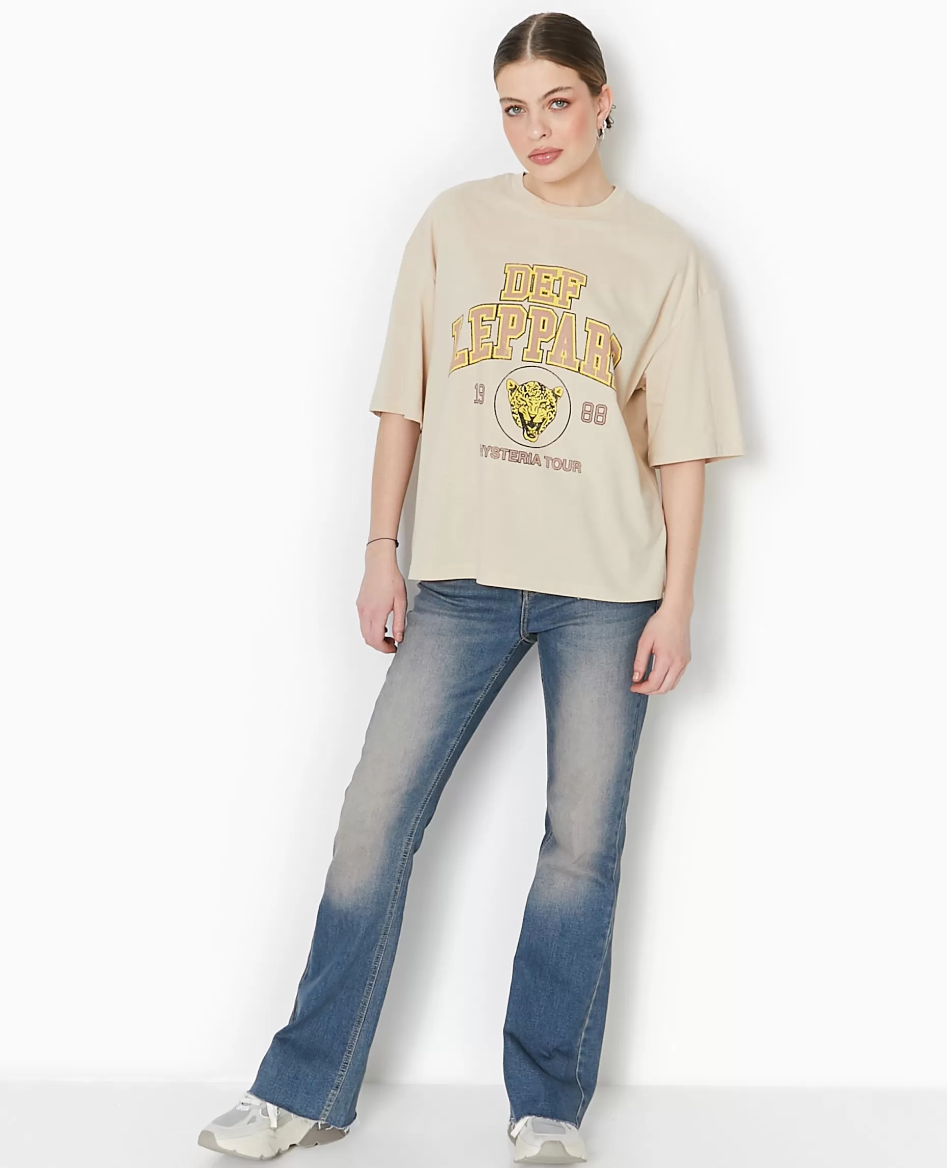 Clearance Pimkie T-shirt Oversize DEF LEPPARD - beige