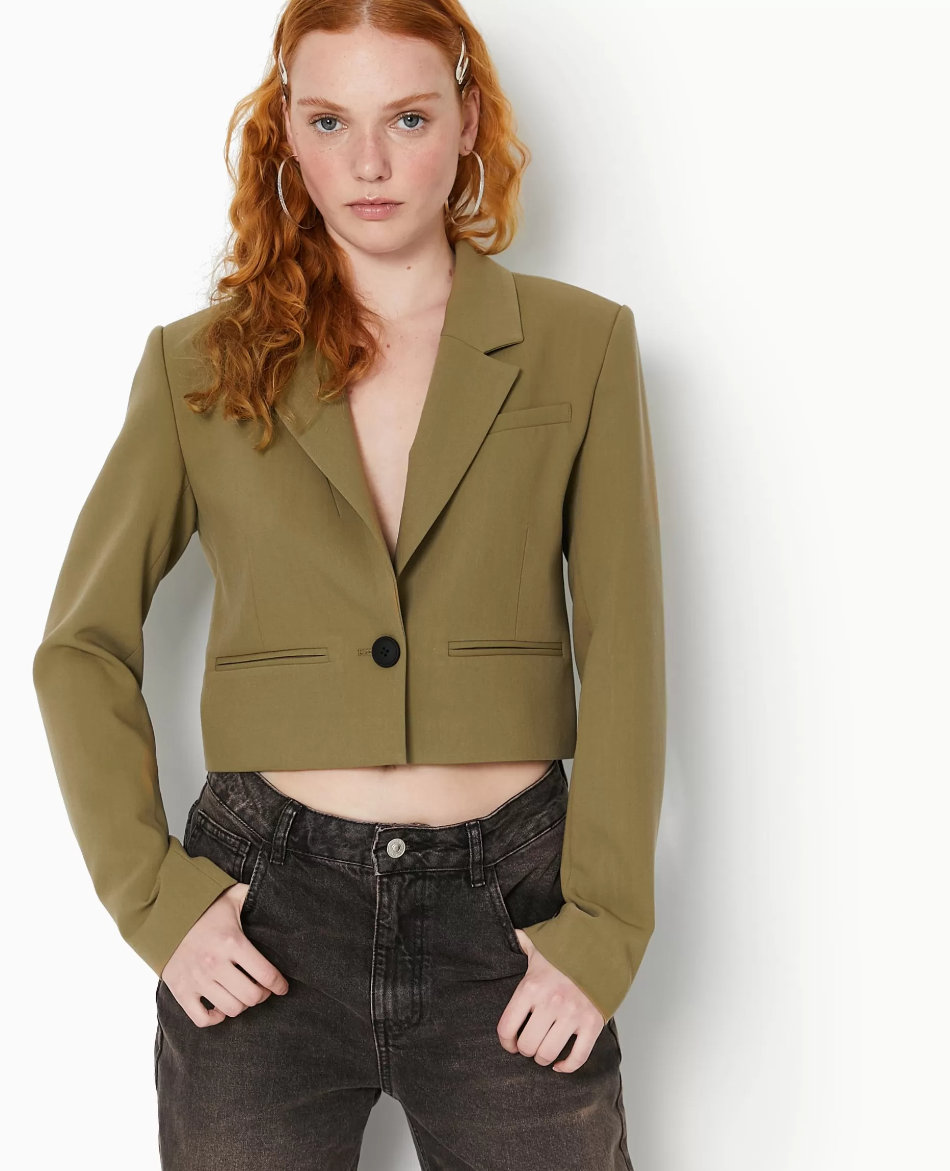 Best Pimkie Veste Blazer Courte - vert kaki