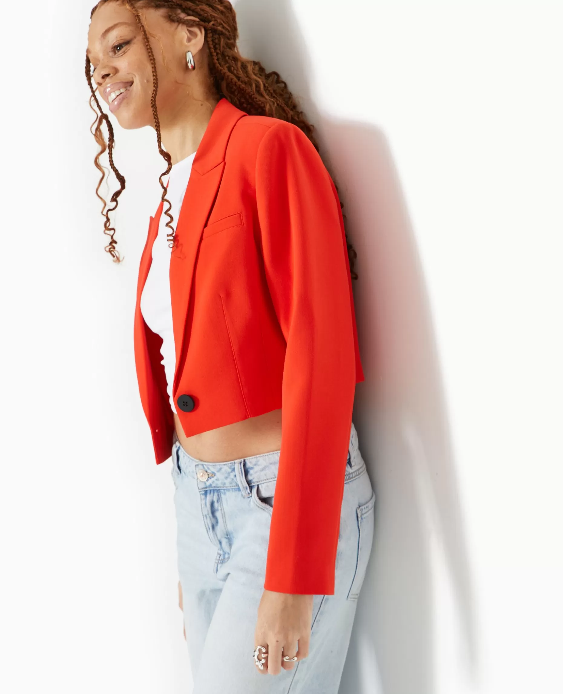 Online Pimkie Veste Blazer Courte Avec Pinces - rouge