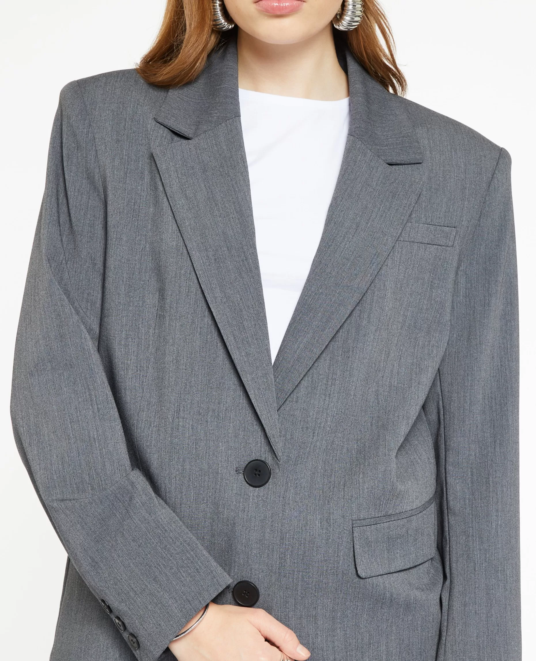 Sale Pimkie Veste Blazer Oversize Avec épaulettes - gris foncé