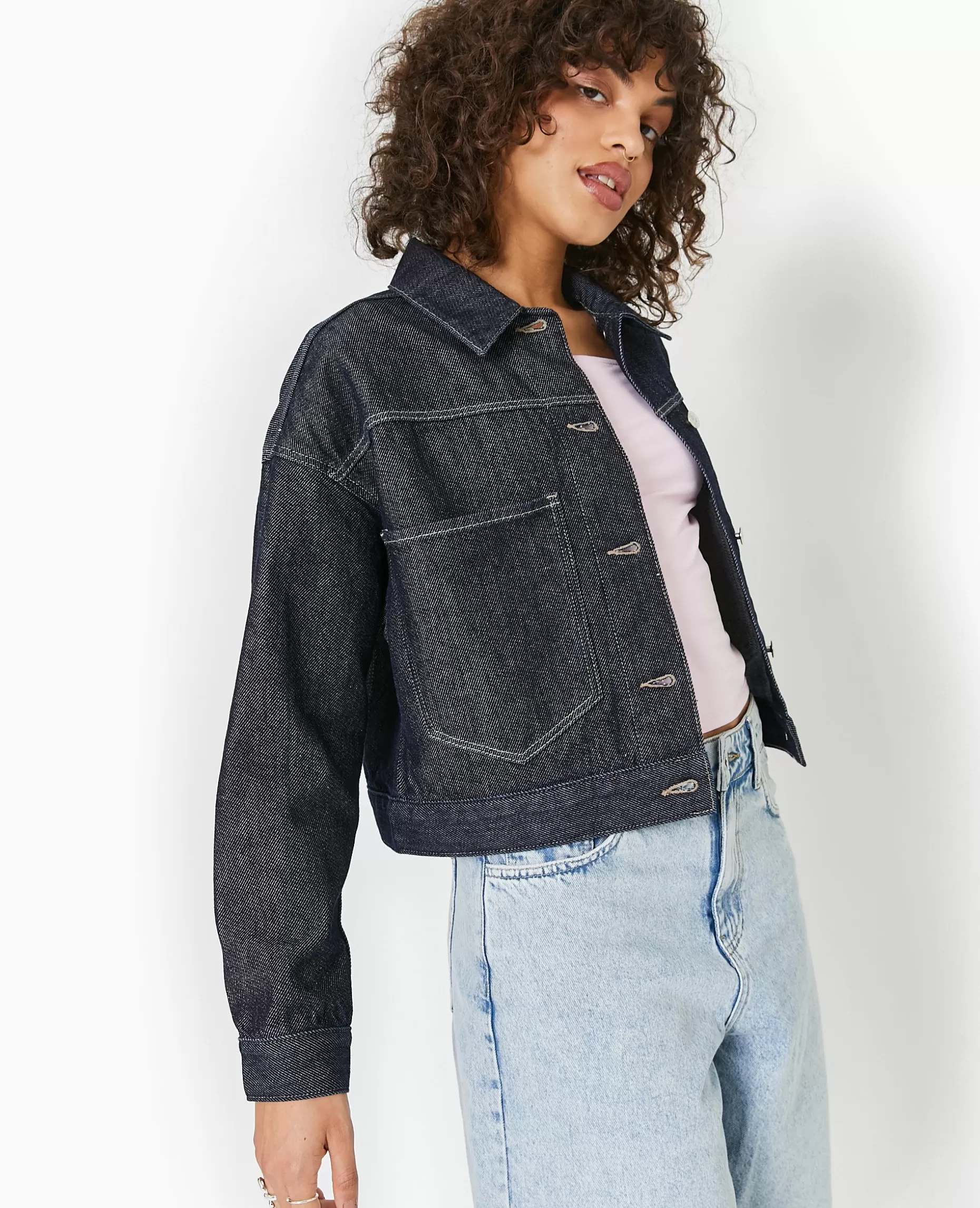 Store Pimkie Veste En Jean Courte - bleu