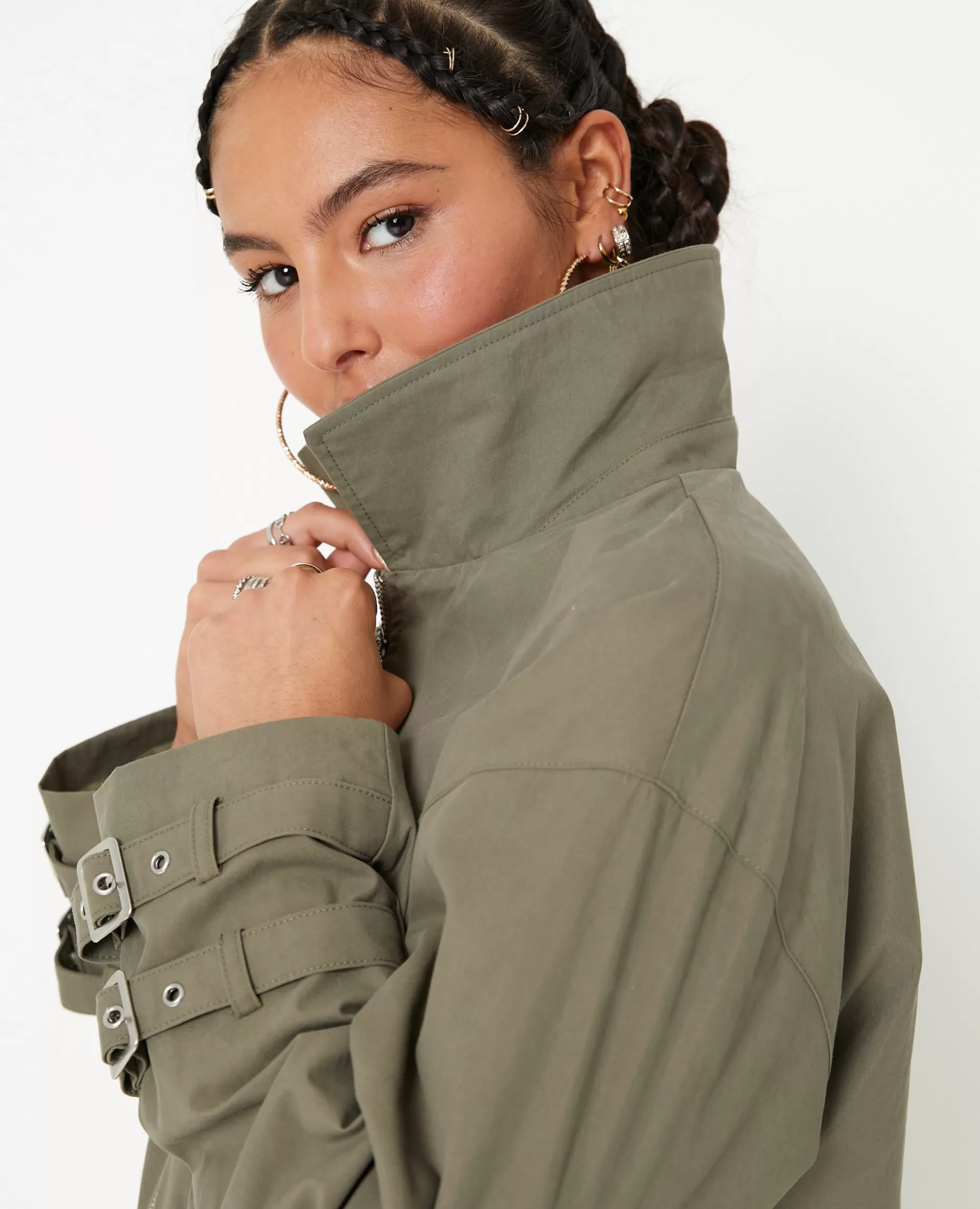 Sale Pimkie Veste Zippée Courte Avec Col - vert kaki